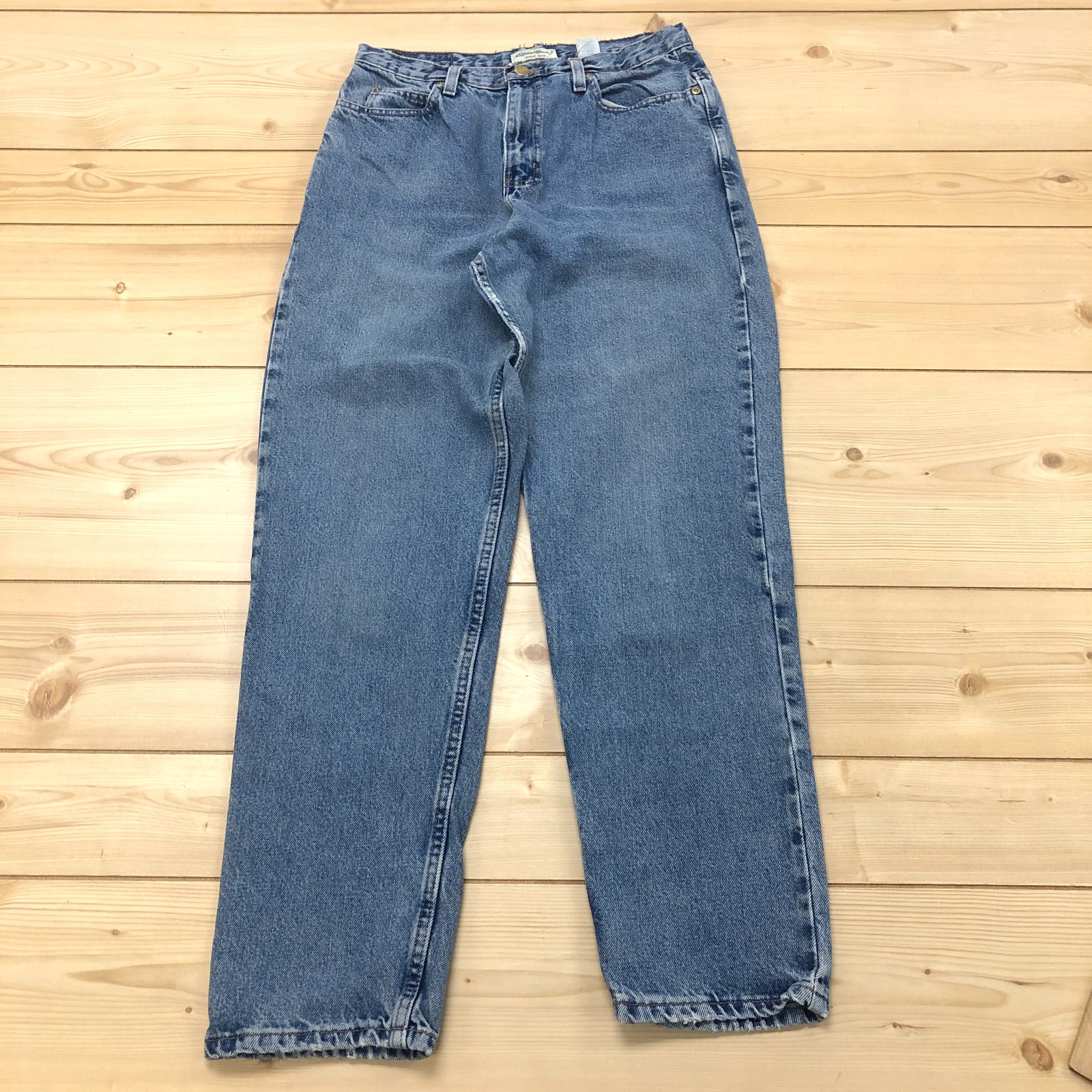 Eddie Bauer Blue Denim 5th Pocket Flat Front Straight Jeans Womens Size 10