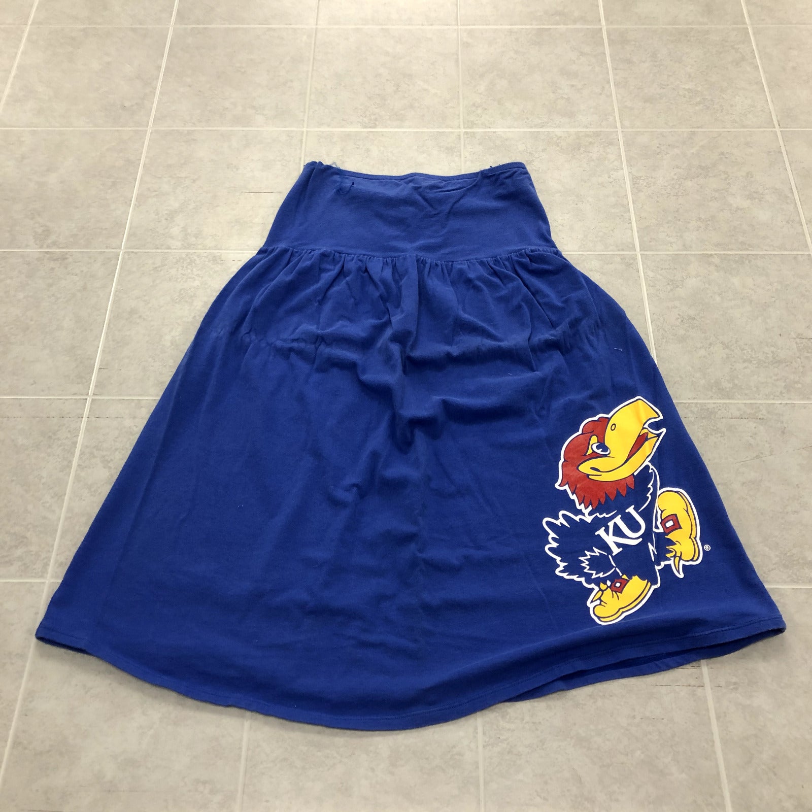 CSS Blue A-Line Stretch Fabric Graphic Kansas Jayhawks Skirt Womens Size M