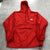 Jerzees Red Long Sleeve 1/3 Zip Pouch Pocket Hooded Windbreaker Adult Size L