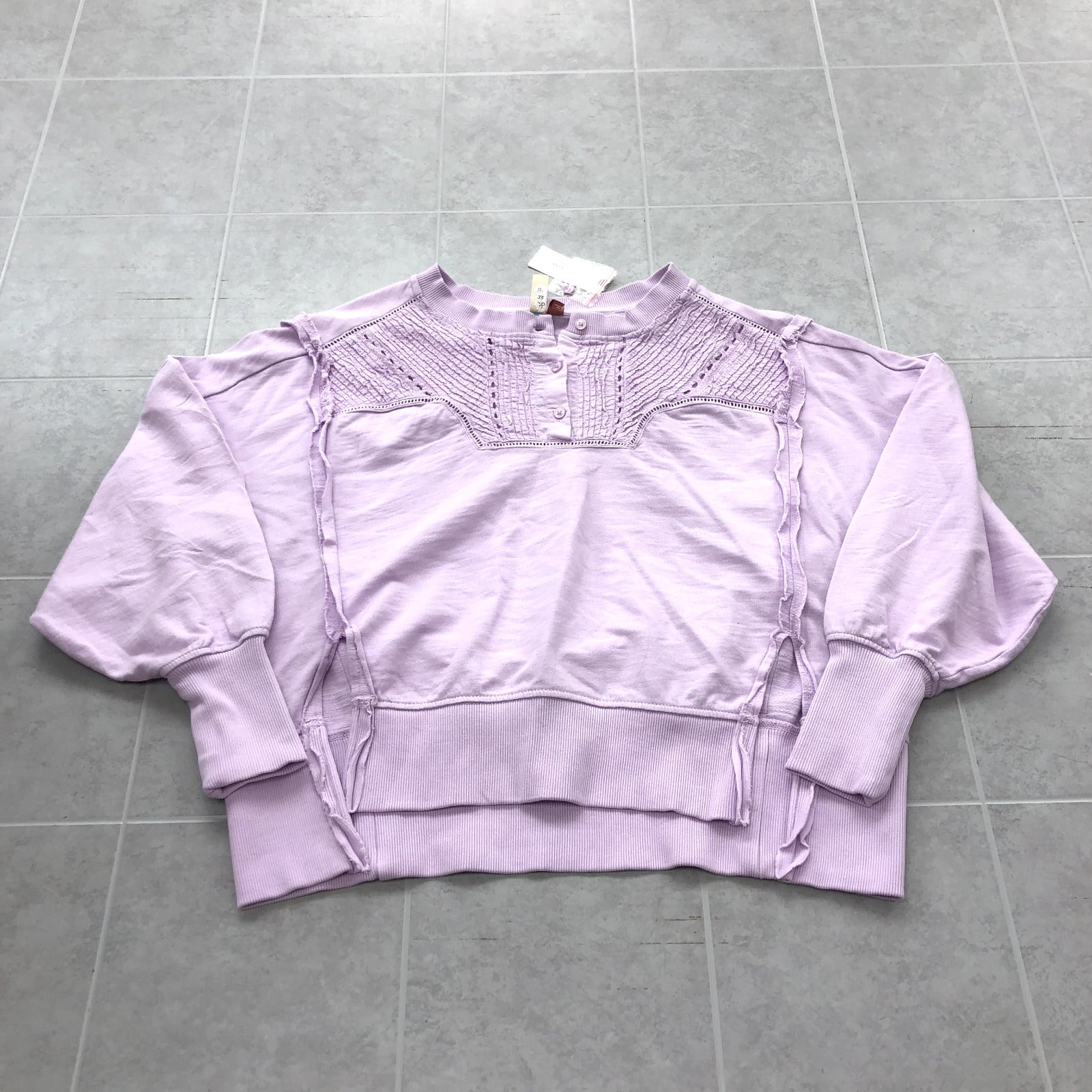 Anthropologie Lavender Long Sleeve 1/3 Button Up Sweatshirt Womens Size XXS
