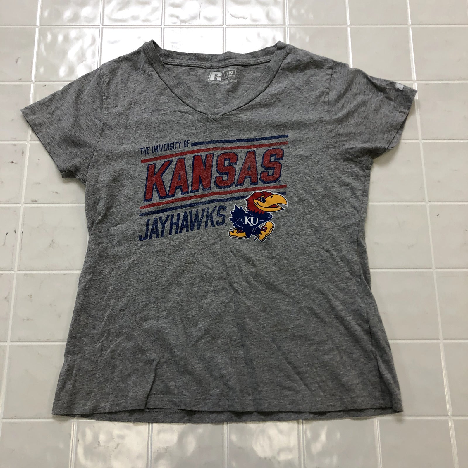Russell Athletic Gray The University Of Kansas Jayhawks T-shirt Women's Size L