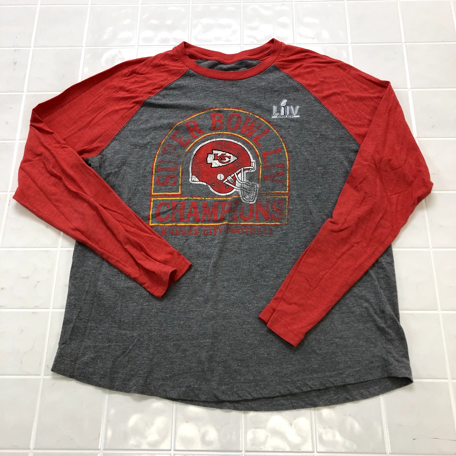 Fanatics Gray Super Bowl LIV Champions Kansas City Chiefs T-shirt Adult Size XL