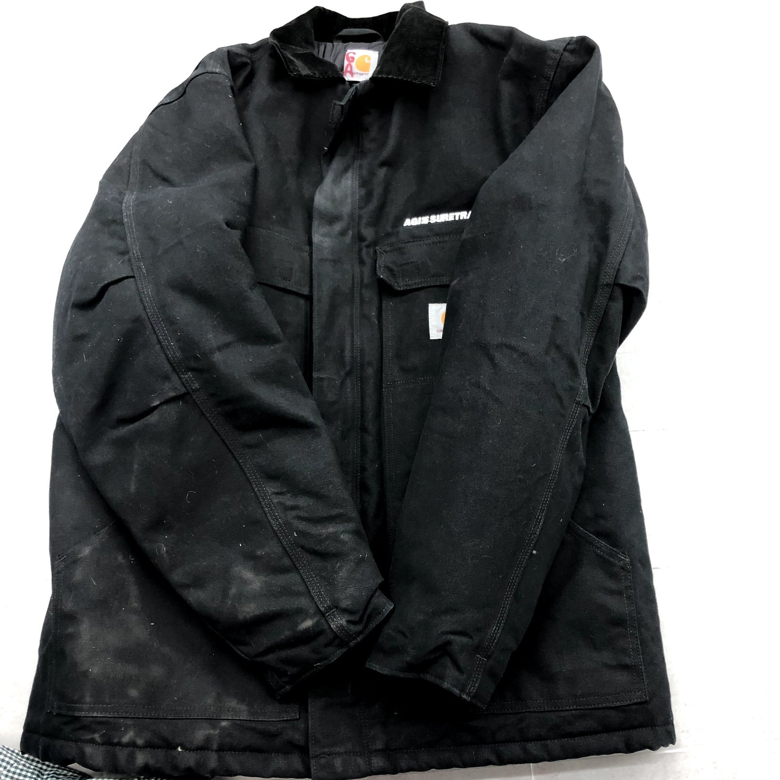 Carhartt Black Full Zip Long Sleeve Big And Tall Age Suretrack Coat Adult Size L