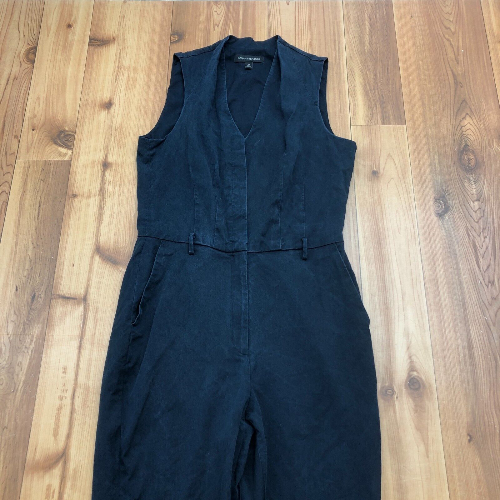 Banana Republic Navy Blue Sleeveless High Rise Loose Fit Jumpsuit Womens Size 4