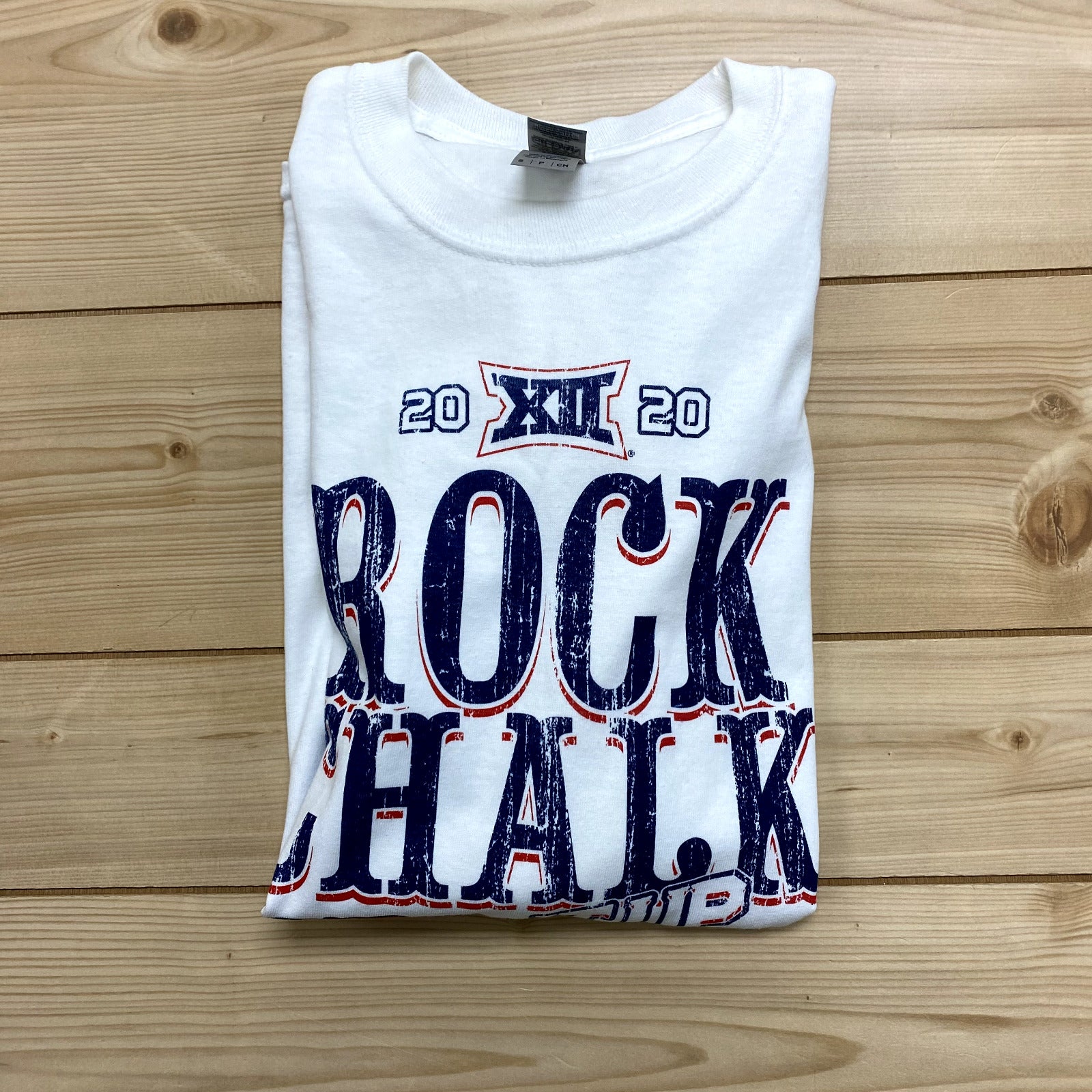 Gildan White Kansas Jayhawks Rock Chalk It Up Long Sleeve T-Shirt Adult Size S