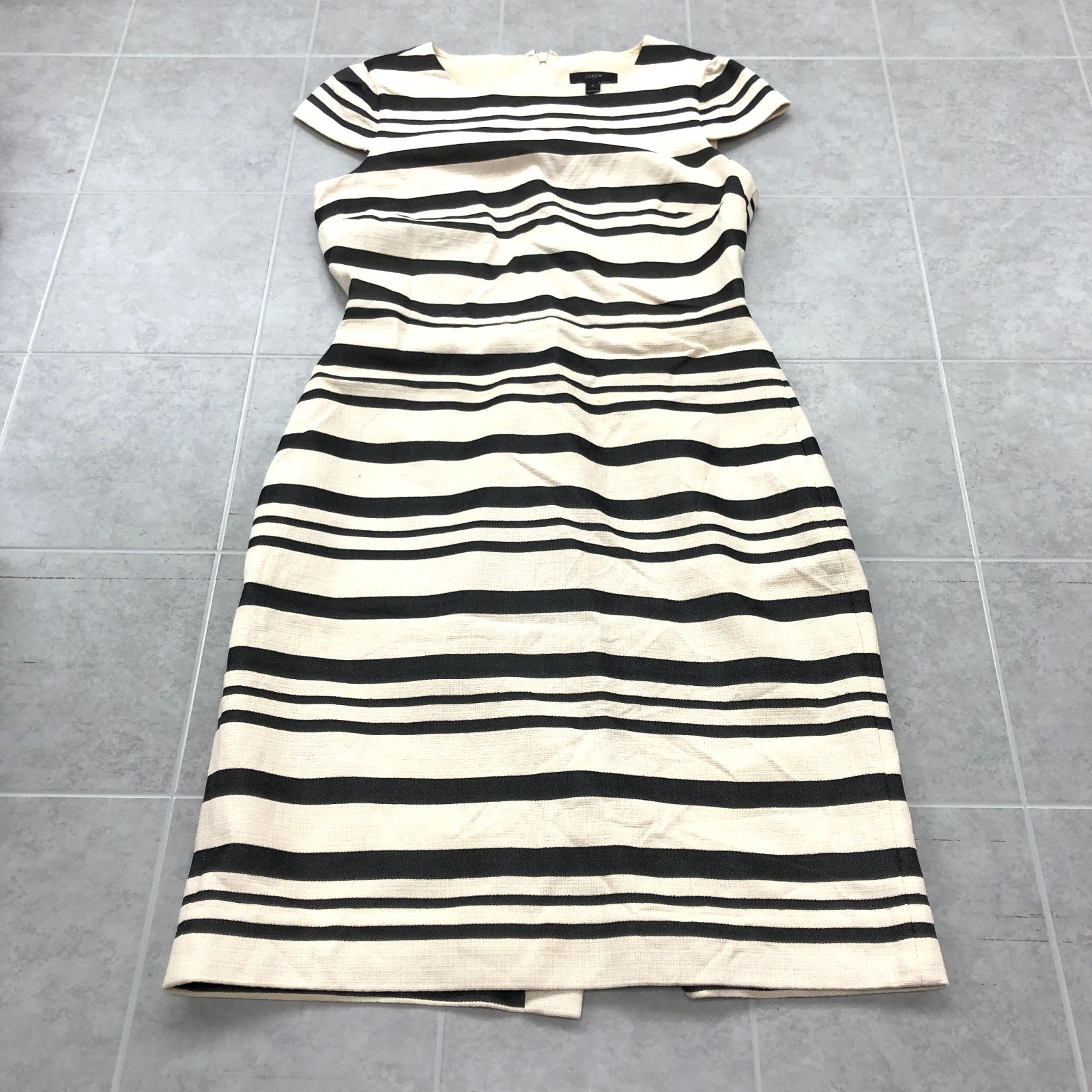 J.CREW Black White Striped Short SLeeve A-Line Skeeter Dress Womens Size 6