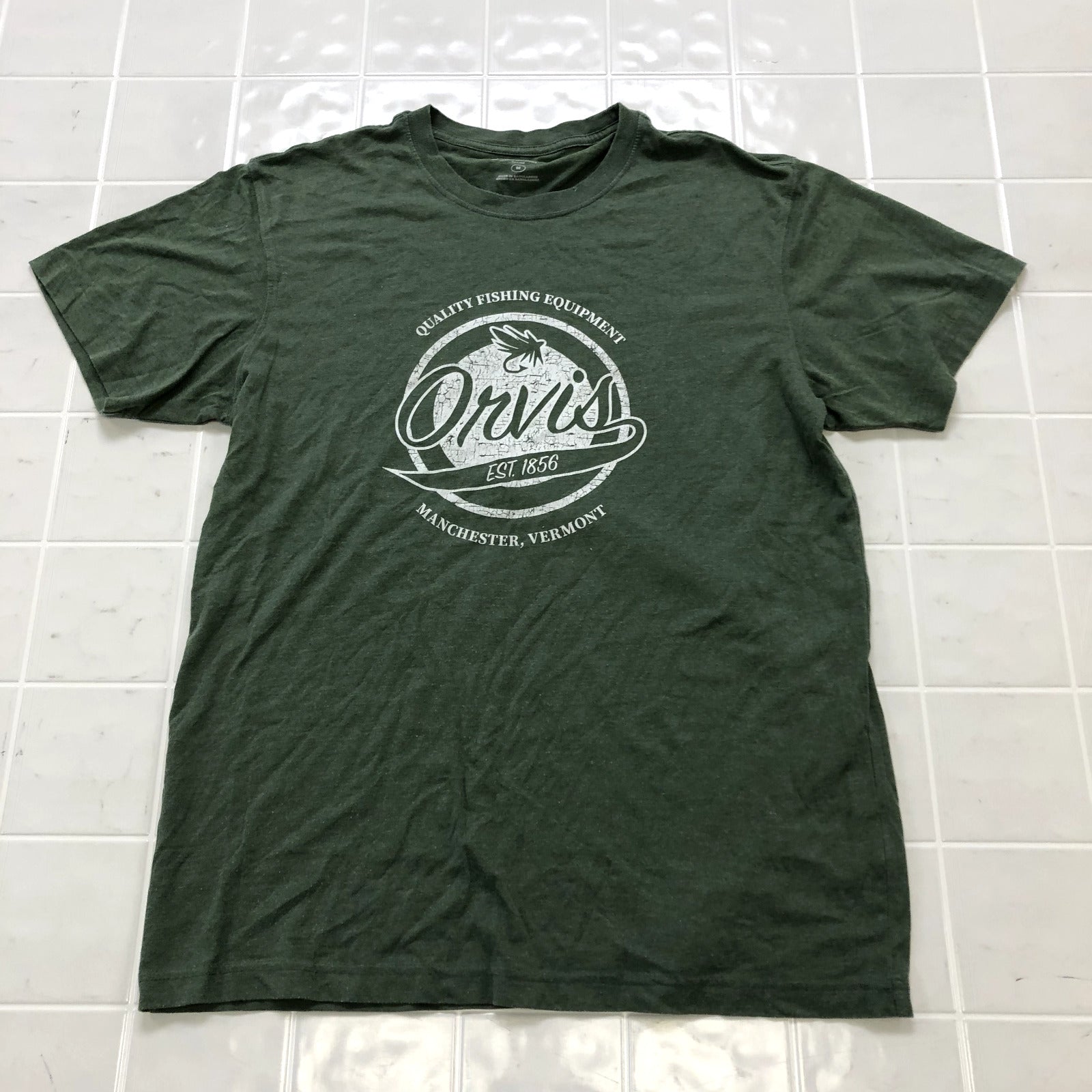 Orvis Green Fishing Equipment Regular Fit Crewneck T-shirt Adult Size M