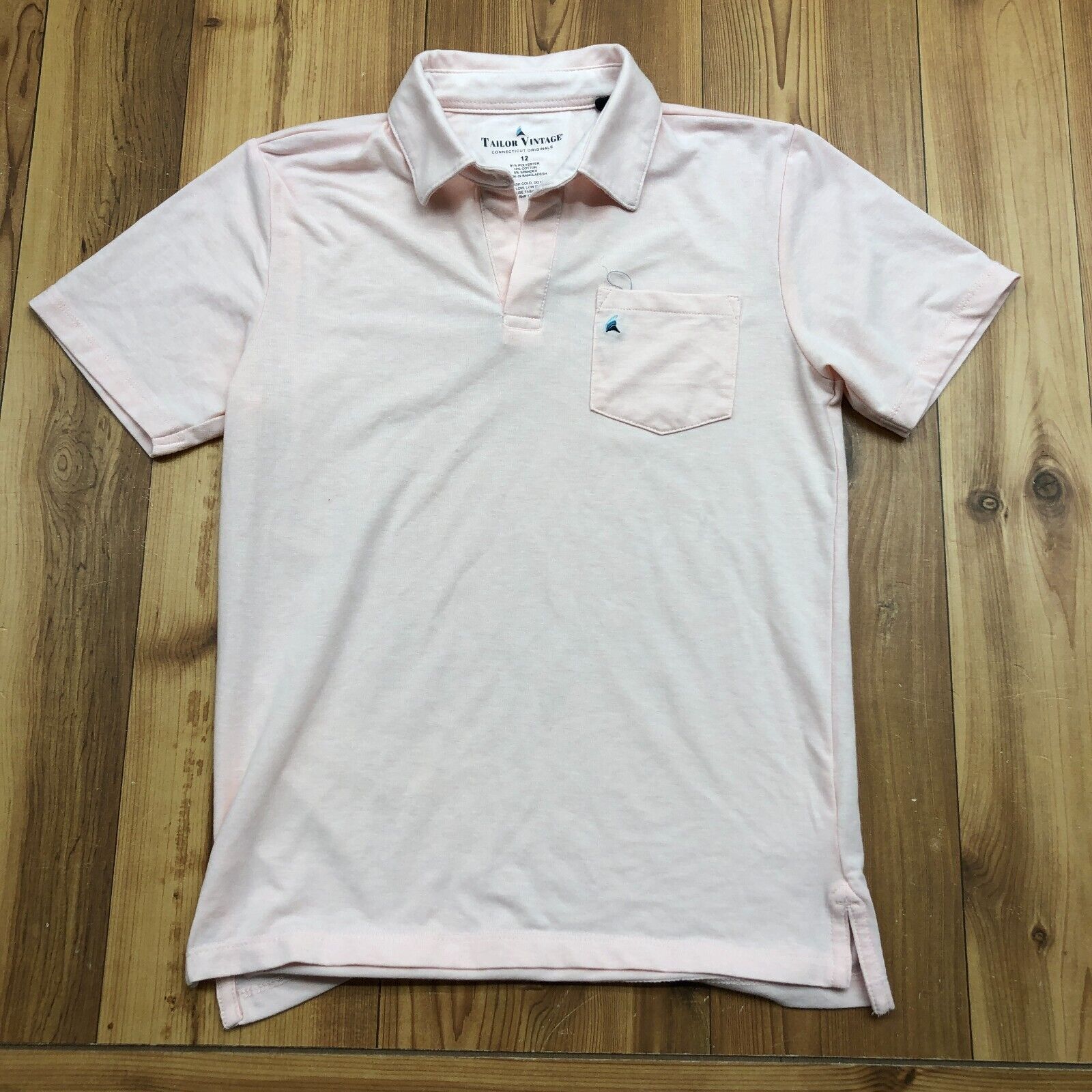 Tailor Vintage Pink Short Sleeve Casual Classic Fit Polo Shirt Youth Size 12