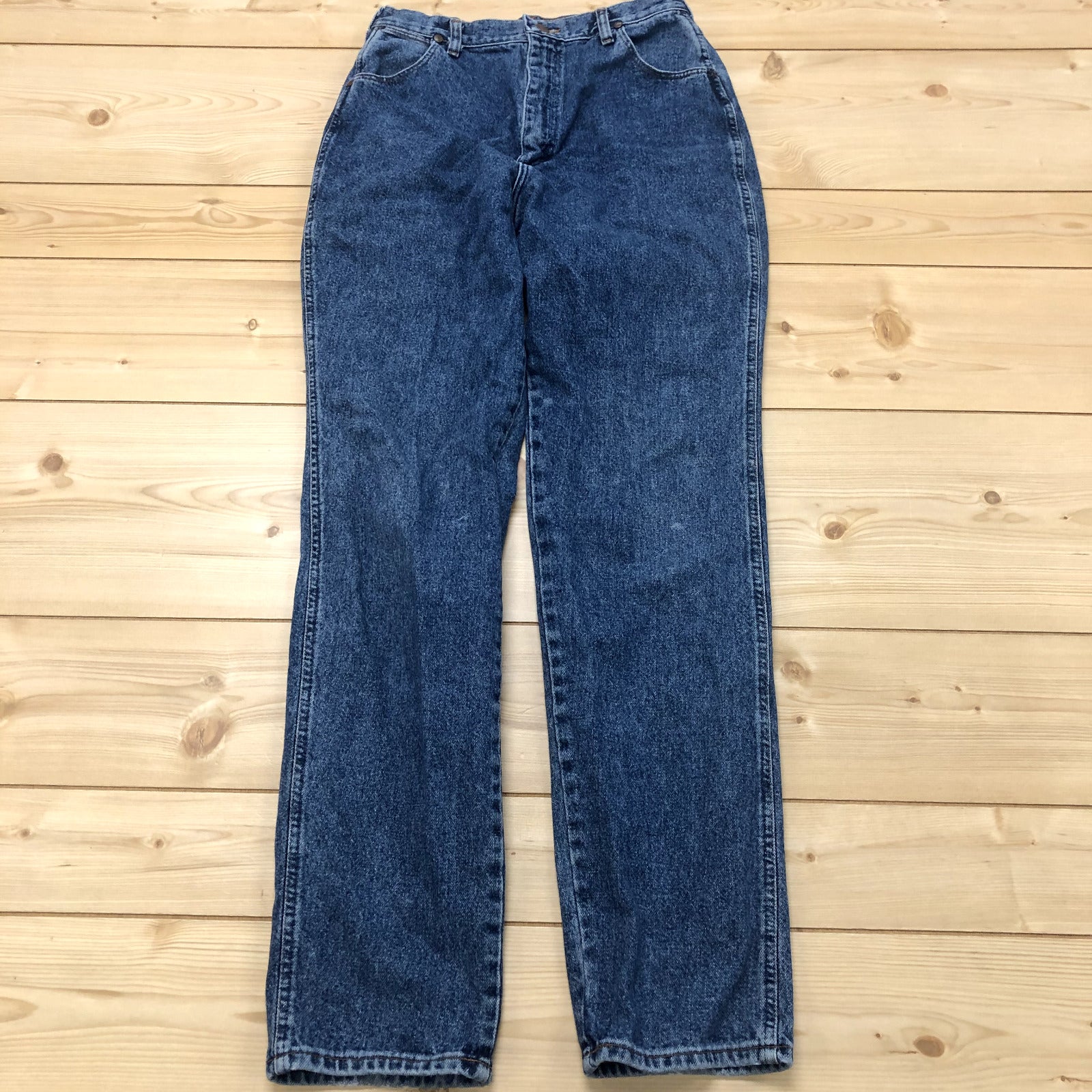 Wrangler Blue Denim 5th Pocket Straight Flat Front Jeans Adult Size 13/14 X 34L