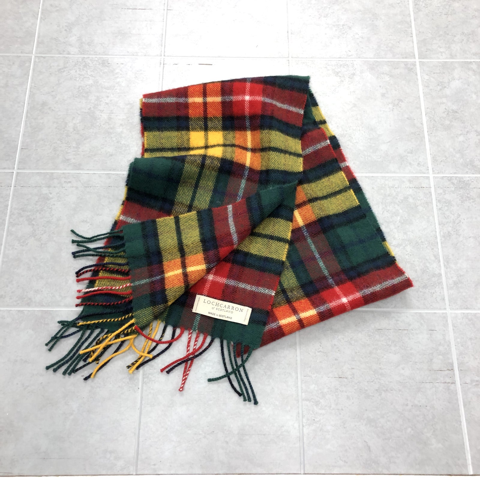 Lochcarron Multicolor Plaid Ruffled Ends Casual Wear Scarf Adult One Size
