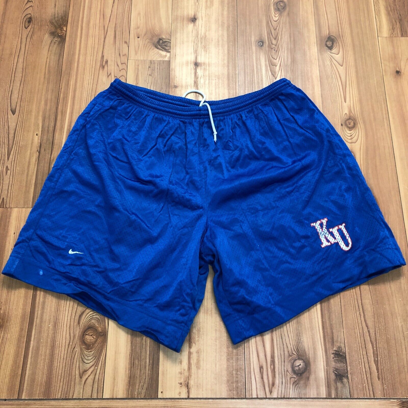 Vintage Nike Blue Stretchy KU Solid Activewear Shorts Men's Size 2XL