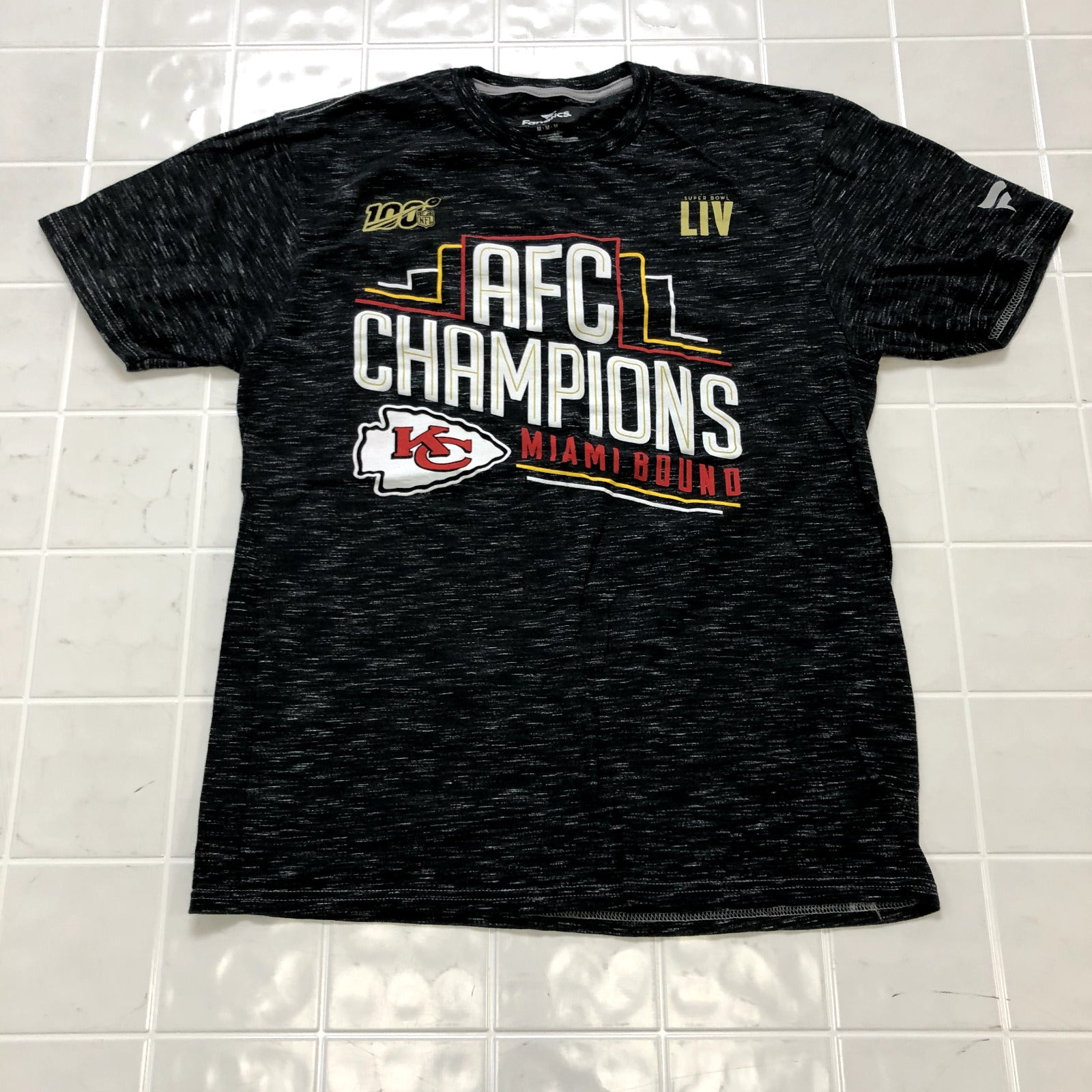 Fanatics Black AFC Champion Miami Bound Kansas City Chiefs T-shirt Adult Size M