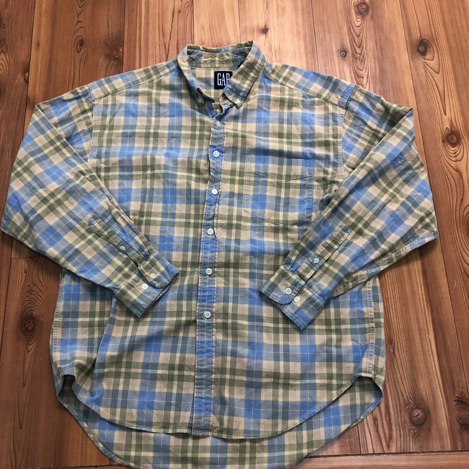 Gap Multicolored Button Up Long Sleeve Plaid Regular Fit Shirt Men's Size XL