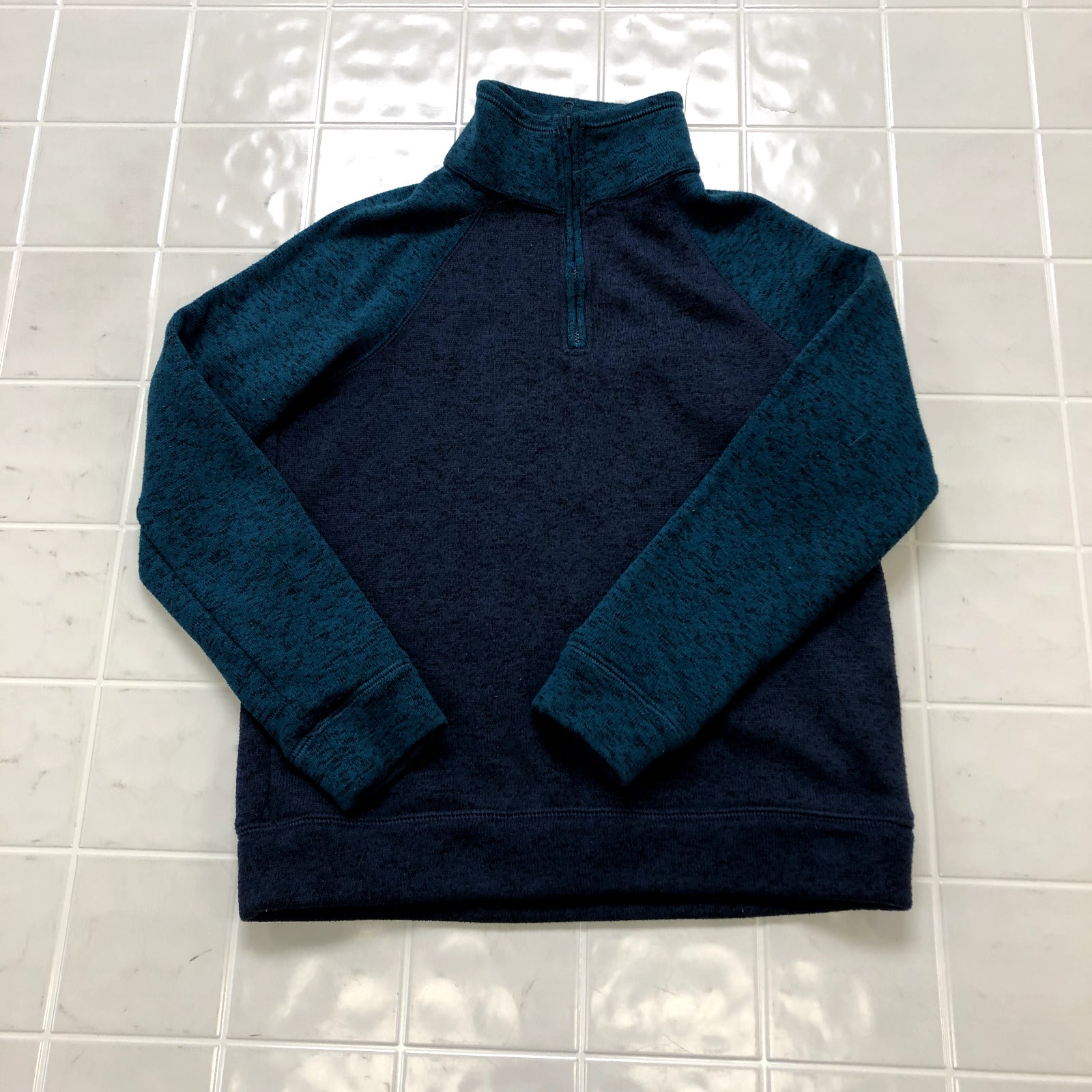 Eddie Bauer Blue Mock Neck 1/4 Zip Regular Fit Polyester Sweatshirt Youth Size M