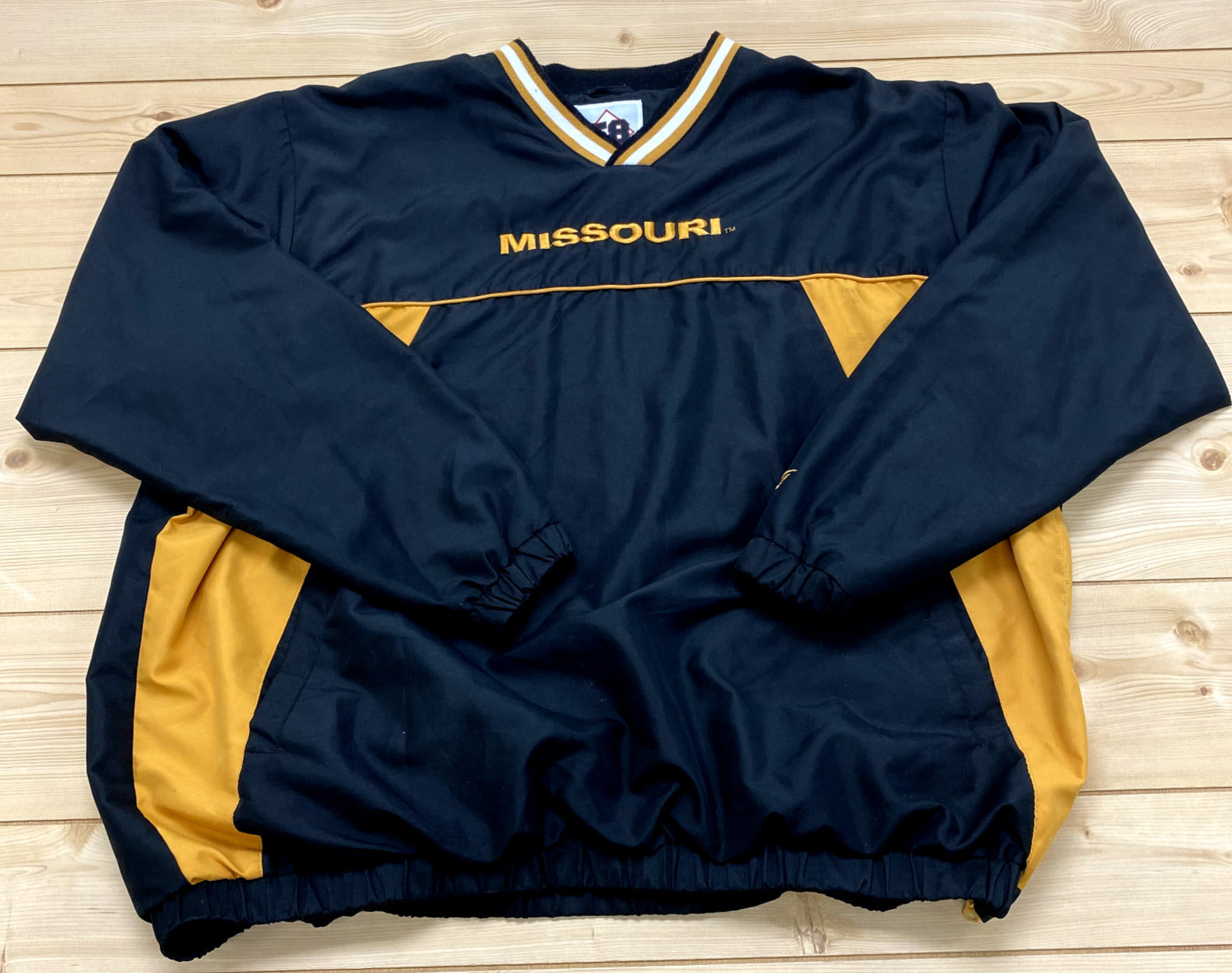 58 Sports Black Gold Missouri Tigers Side Zip Pullover Windbreaker Men Size 2XL