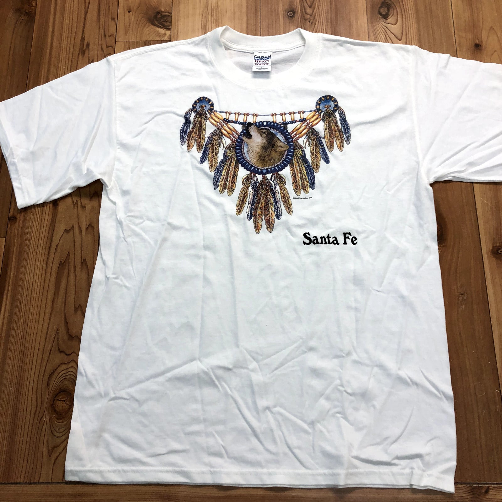 Vintage Gildan White Santa Fe Regular Fit Crewneck Cotton T-shirt Adult Size L