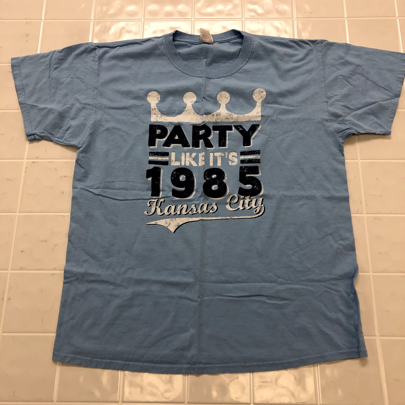 FOTL Blue Kansas City Royals Party Like It's 1985 Cotton T-shirt Adult Size L