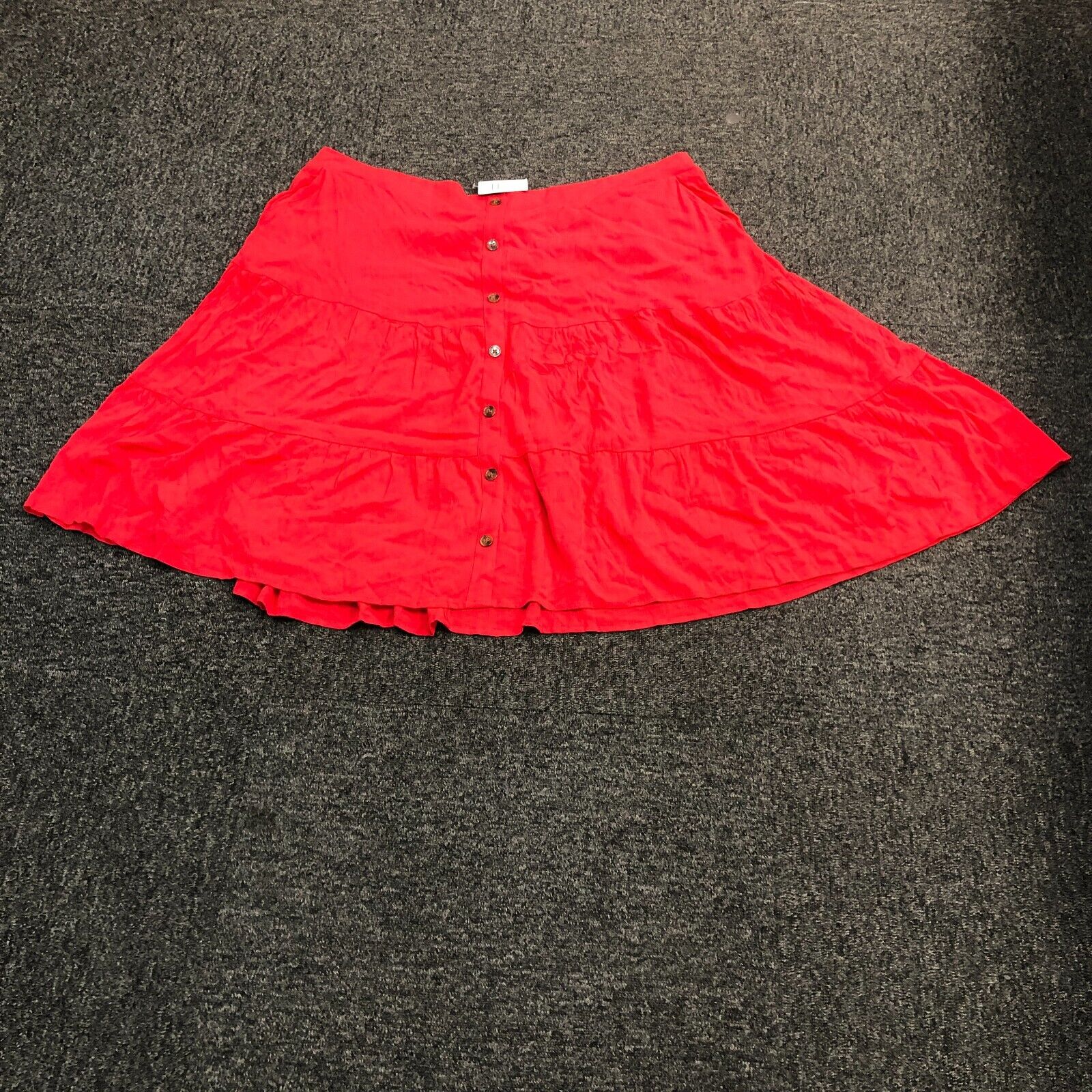 New Torrid Red LNY Button Up Tierd Midi Elastic Waist Skirt Women Size 5X