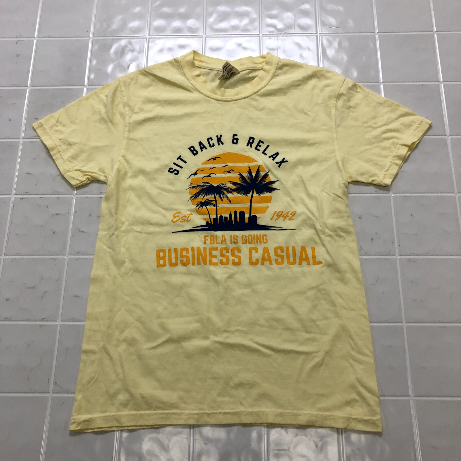 Comfort Color Yellow Sit Back And Relax Business Casual T-shirt Adult Size S
