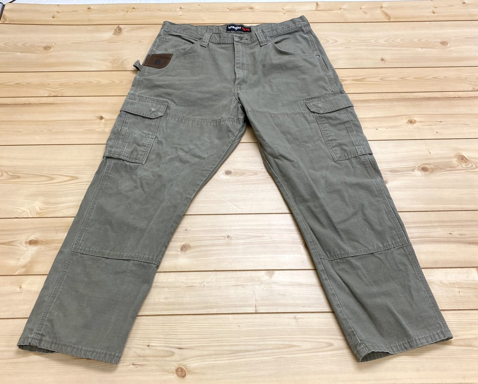 Wrangler Green Carpenter Cargo Riggs Workwear Ripstop Pant Men Size W38 x L30
