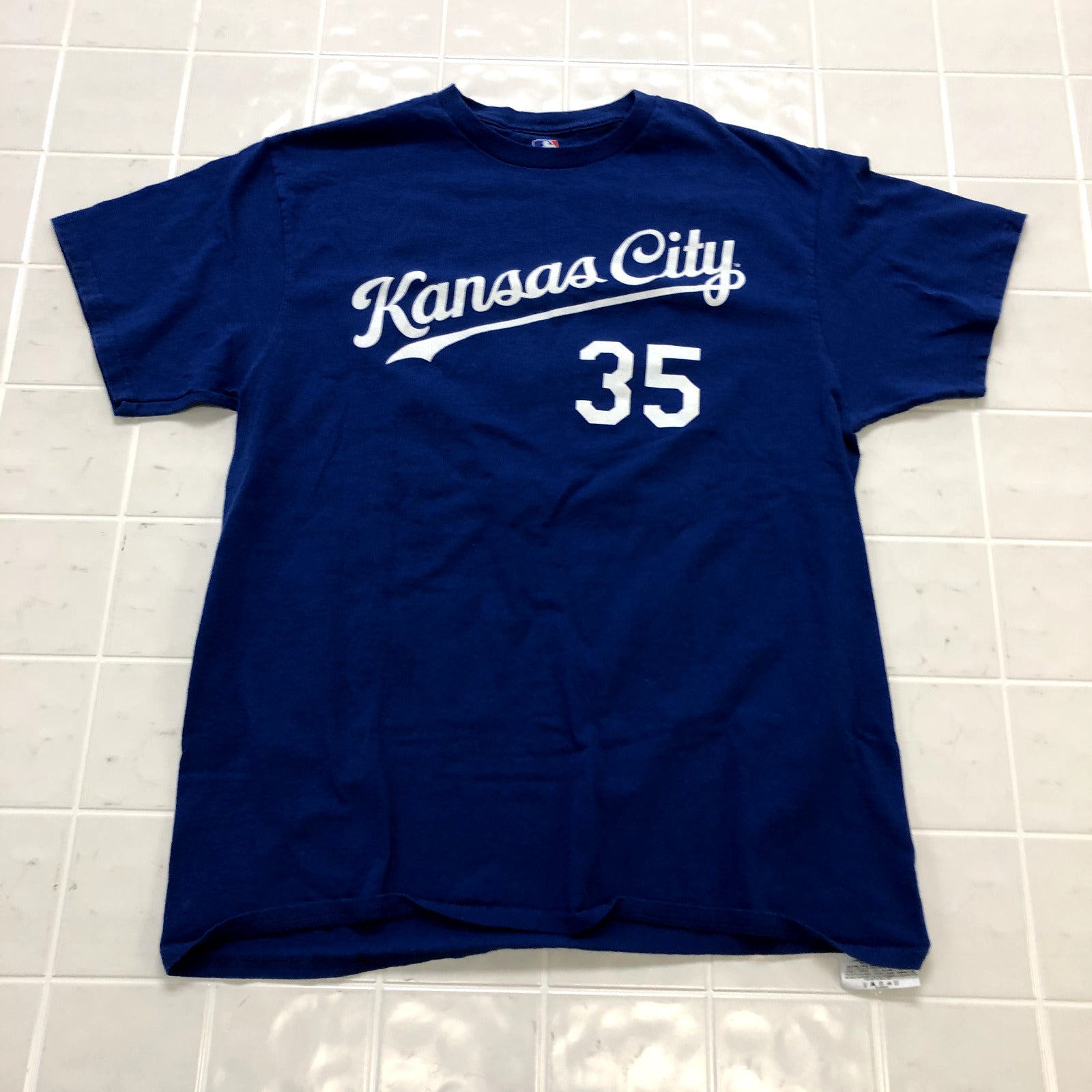 Genuine Merchandise Blue Kansas City Royals 35 Regular Fit T-shirt Adult Size L