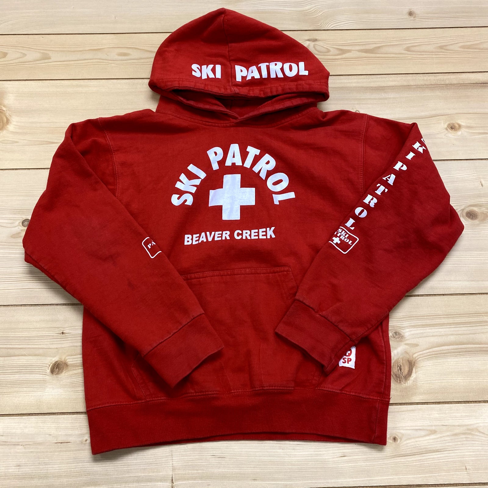 Ski Patrol Red White Beaver Creek Long Sleeve Pullover Hoodie Youth SIze L