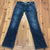 MEK Denim USA Blue Distressed Straight Leg Boot Cut Jeans Women Size 31
