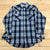 Ely Cattleman Blue Plaid Long Sleeve Pearl Snap Up Western Shirt Men Size M
