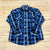 Coevals Club Blue Plaid Pearl Snap Long Sleeve Western Cowboy Shirt Mens Size L