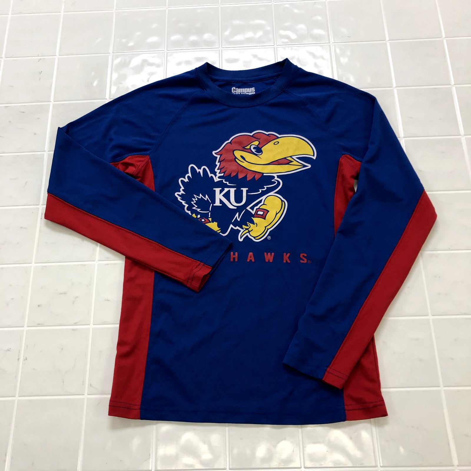Campus Blue Kansas Jayhawks Regular Fit Polyester Athletic T-shirt Adult Size S