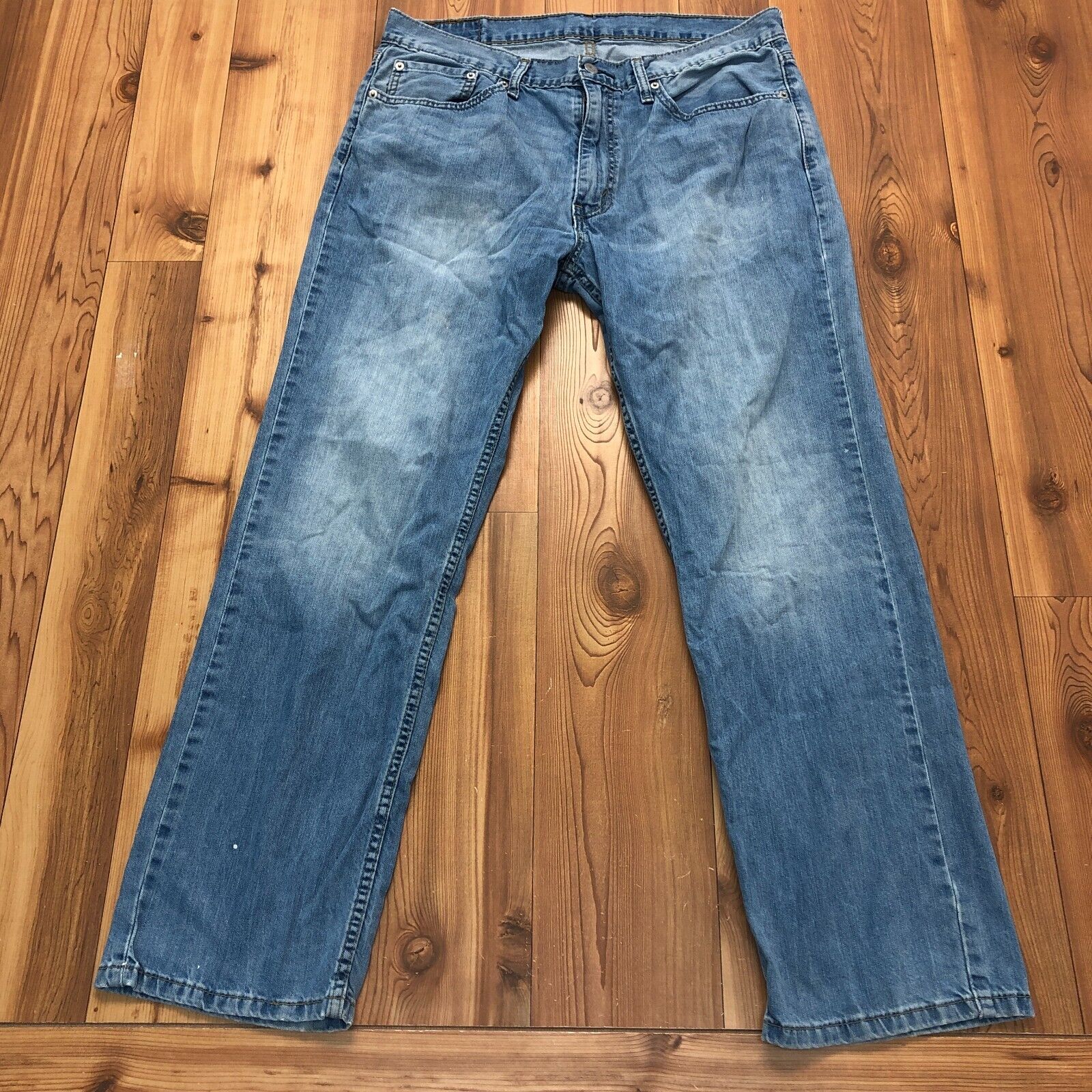Levi's 559 Blue Medium Wash Distressed Denim Flat Front Jeans Men Size W36 L34