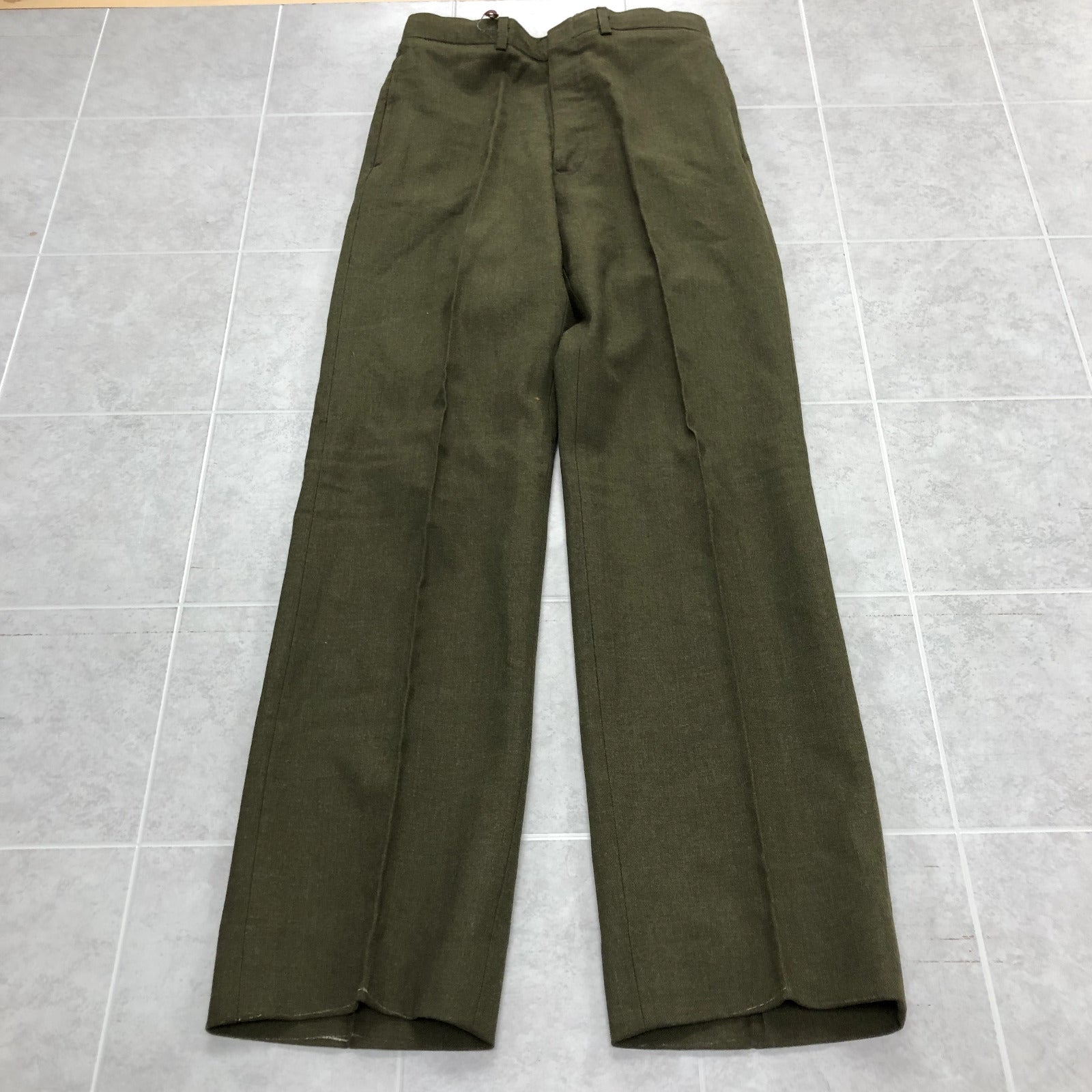 Vintage US Military Green Straight High-Rise Flat Front Slacks Adult Size 30R