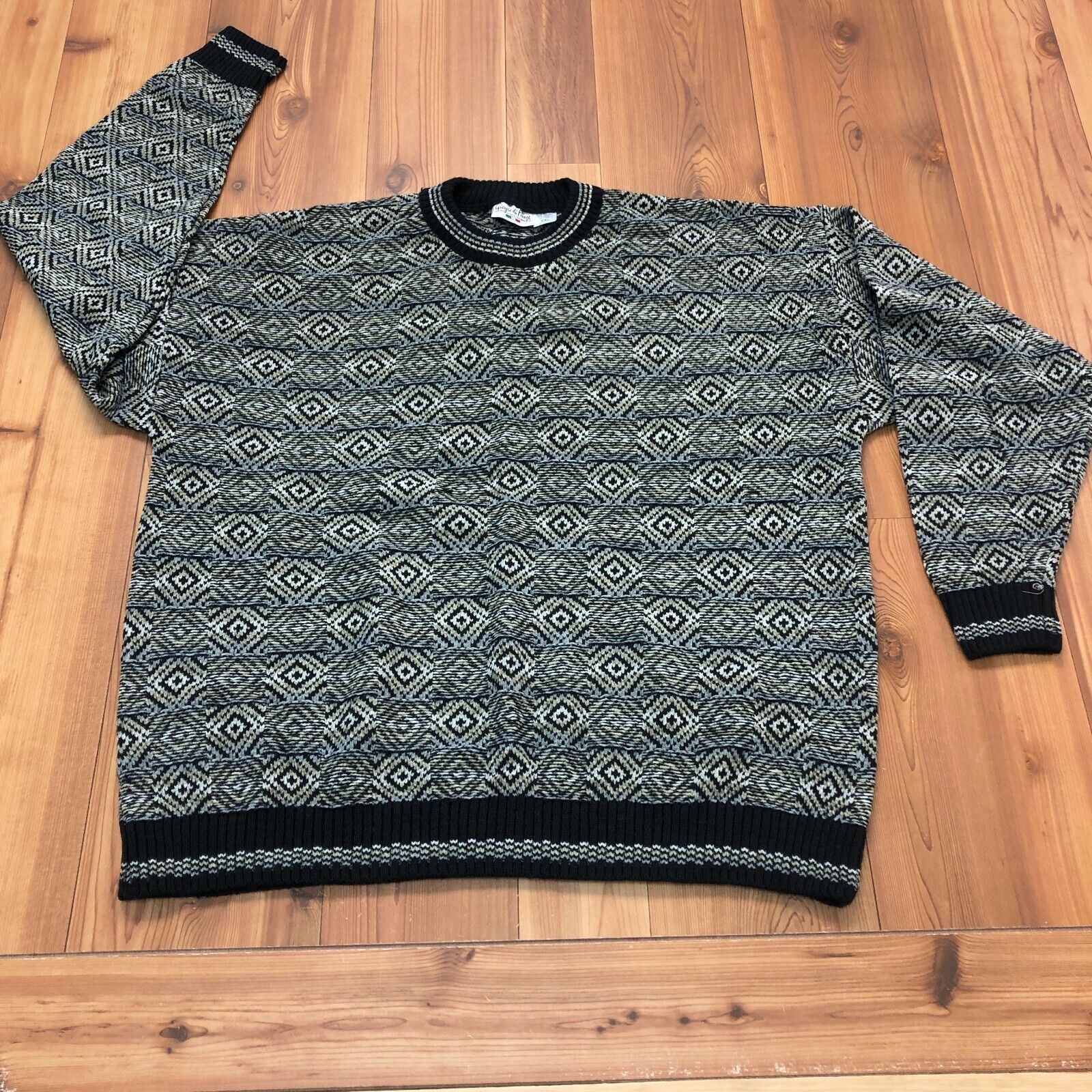 Vintage Giorgio Di Firenze Multicolor Long Sleeve Crewneck Sweater Men Size XXL