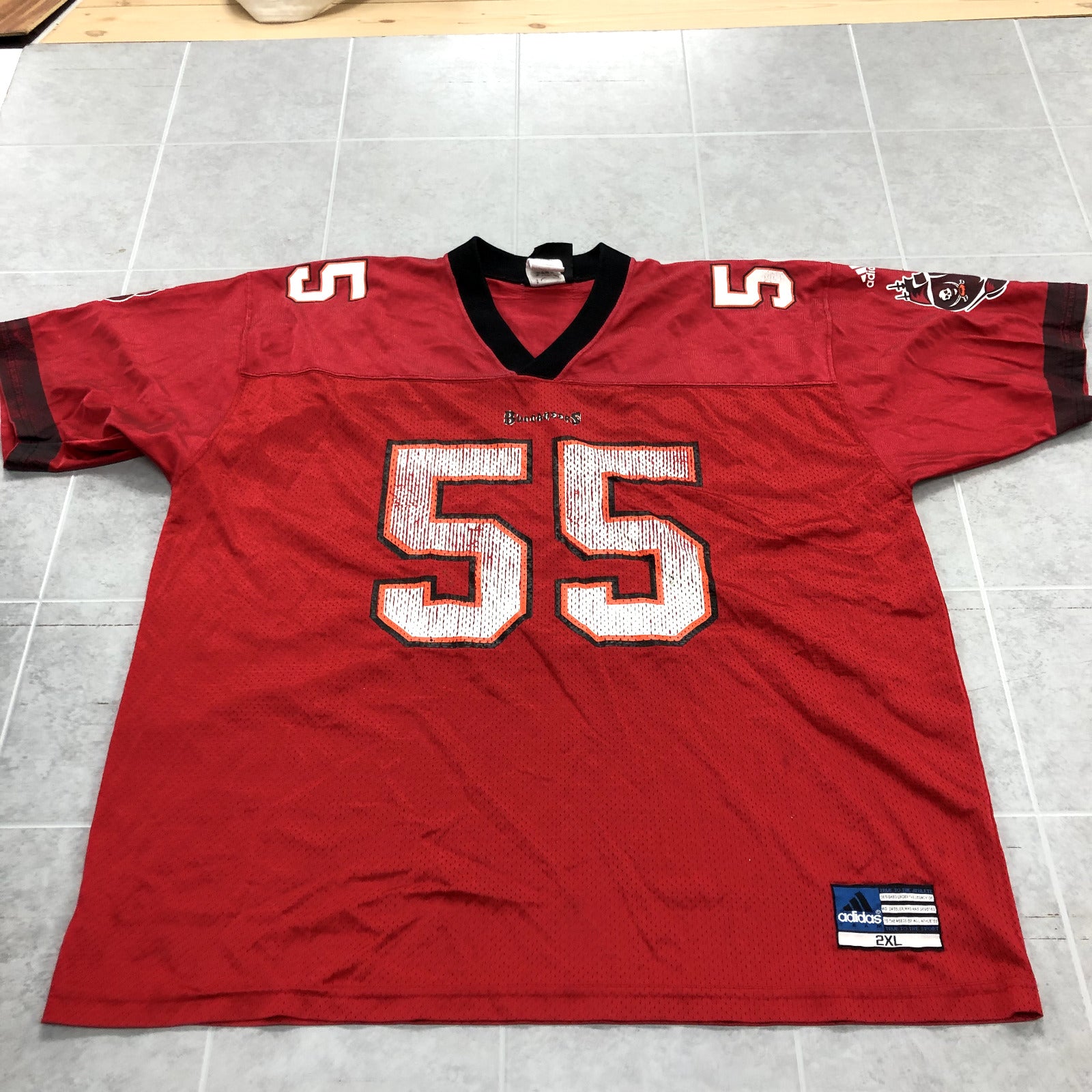 Vintage Adidas Red Short Sleeve #55 Brooks Buccaneers Jersey Adult Size 2XL