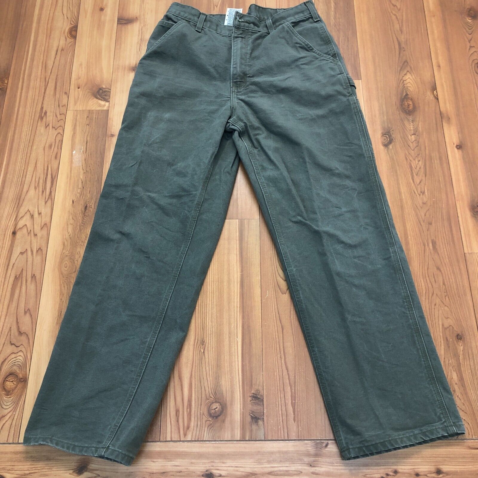 Carhartt Green Denim Cotton Regular Fit Flat Front Jeans Men's Size 33/32