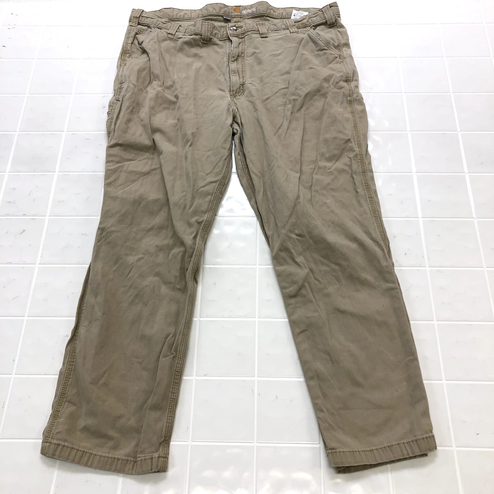 Carhartt Brown Flat Front Straight Cargo Regular Fit Pants Adult Size 44X32