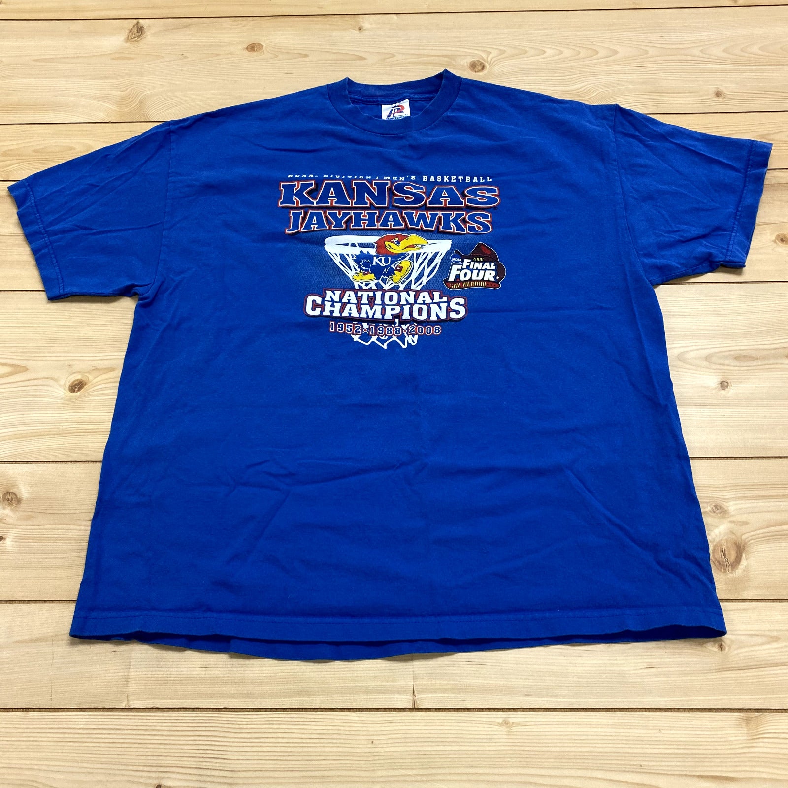 Tri-Lake Sportswear Blue Short Sleeve Kansas Jayhawks T-Shirt Adult Size 2XL