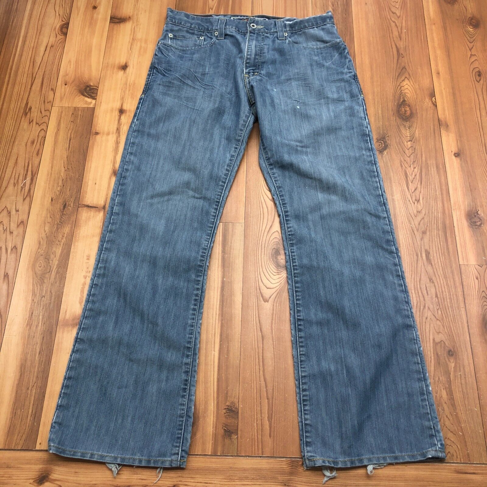 Levi's Blue 527 Low Boot Cut Flat Front Regular Fit Denim Jeans Womens Size 12
