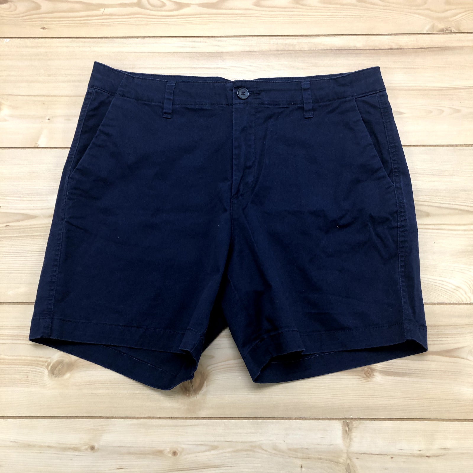 Gap Navy Blue Khakis Flat Front Slash Pocket 5" Shorts Womens Size 10 Tall