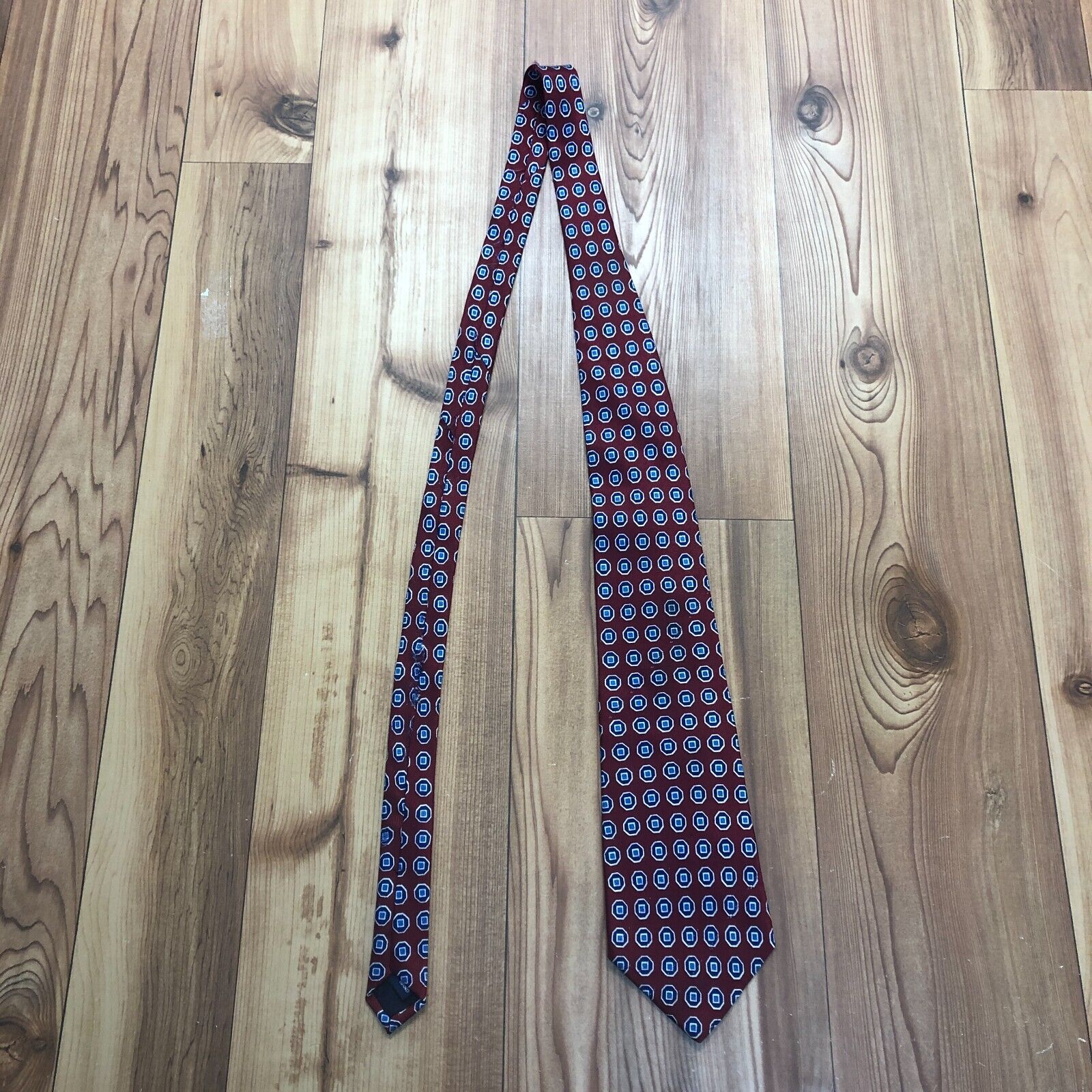 Vintage Classic Ralph Lauren POLO Crimson Red & Navy 100% Silk Tie Mens OS