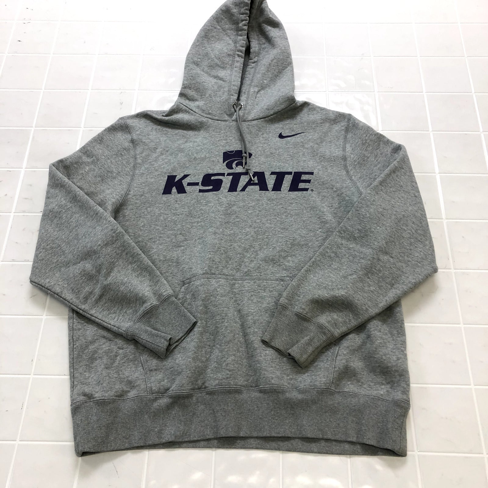 Nike Gray Kansas State Wildcats Regular Kangaroo Pocket Hoodie Adult Size 2XL