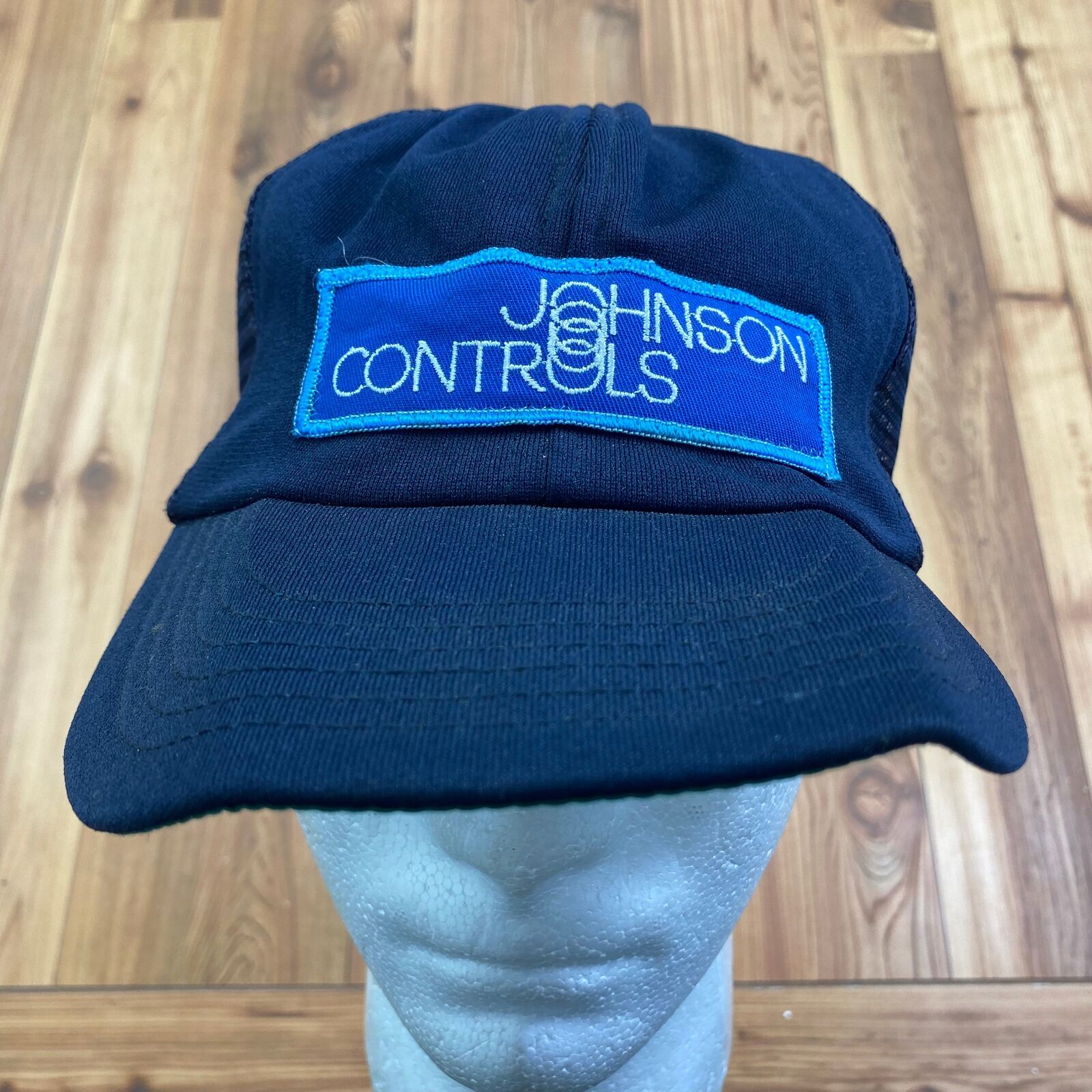 Vintage Unitog Blue Johnson Controls Patched Mircofiber Trucker Hat Adult OSFA