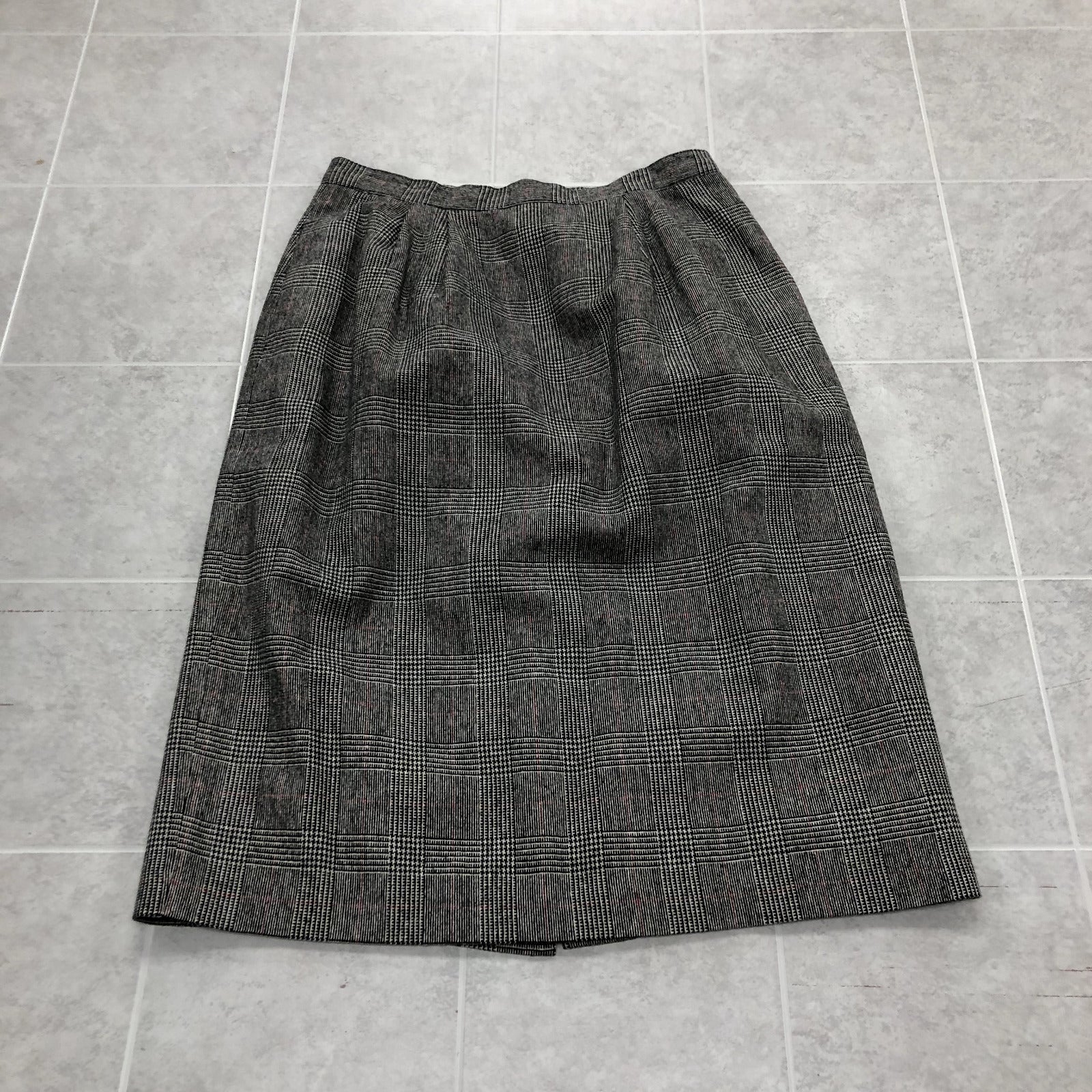 Vintage Gray Plaid Straight & Pencil Lined Zip Back Skirt Womens Size 12