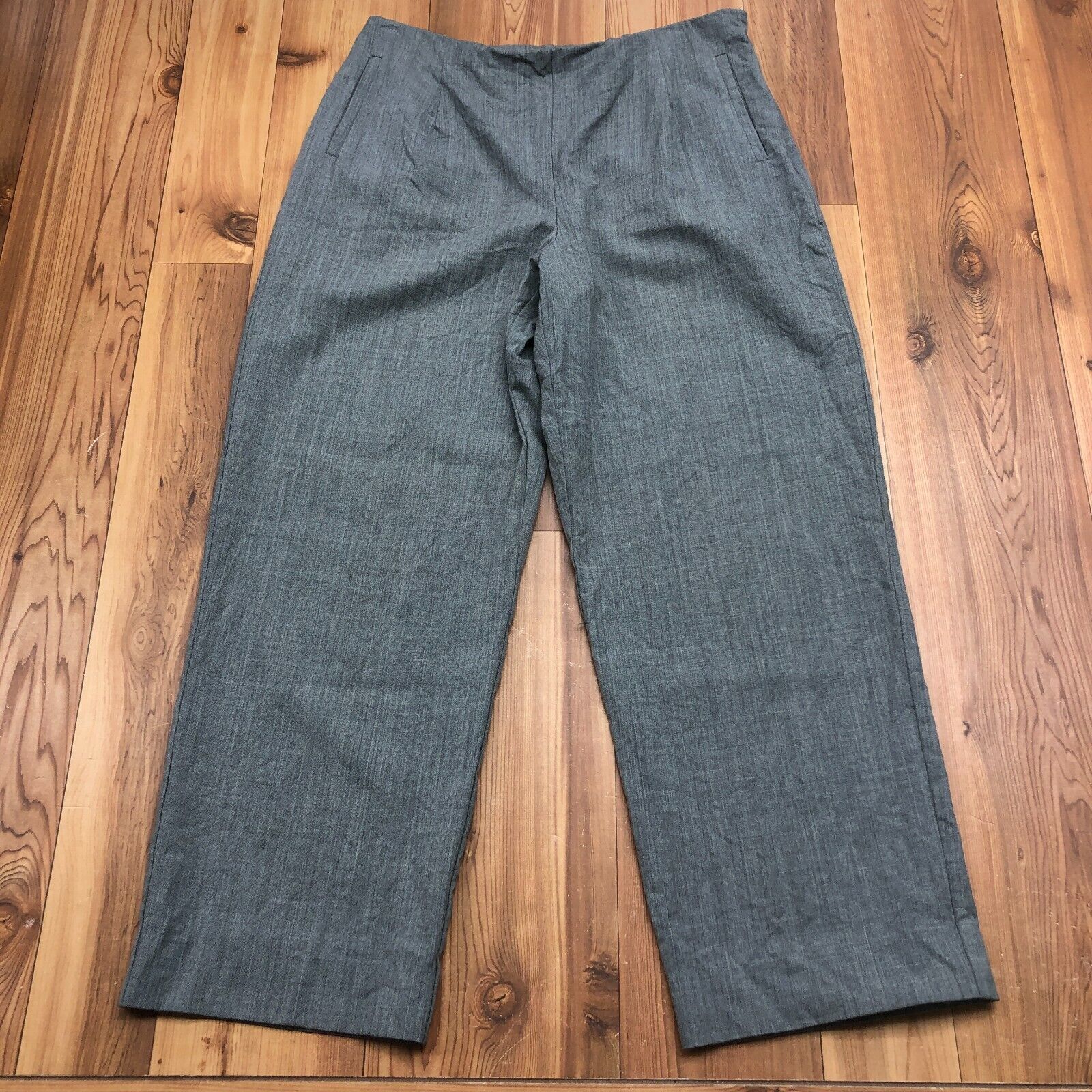 Vintage Pendleton Grey Flat Front Pockets Side Button Dress Pants Womens Size 16