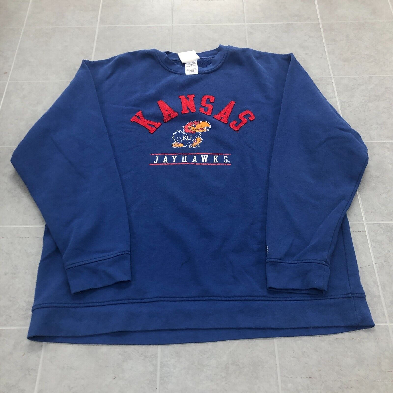 Champion Blue Long Sleeve Crew Graphic Kansas Jayhawks Sweatshirt Adult Size XL