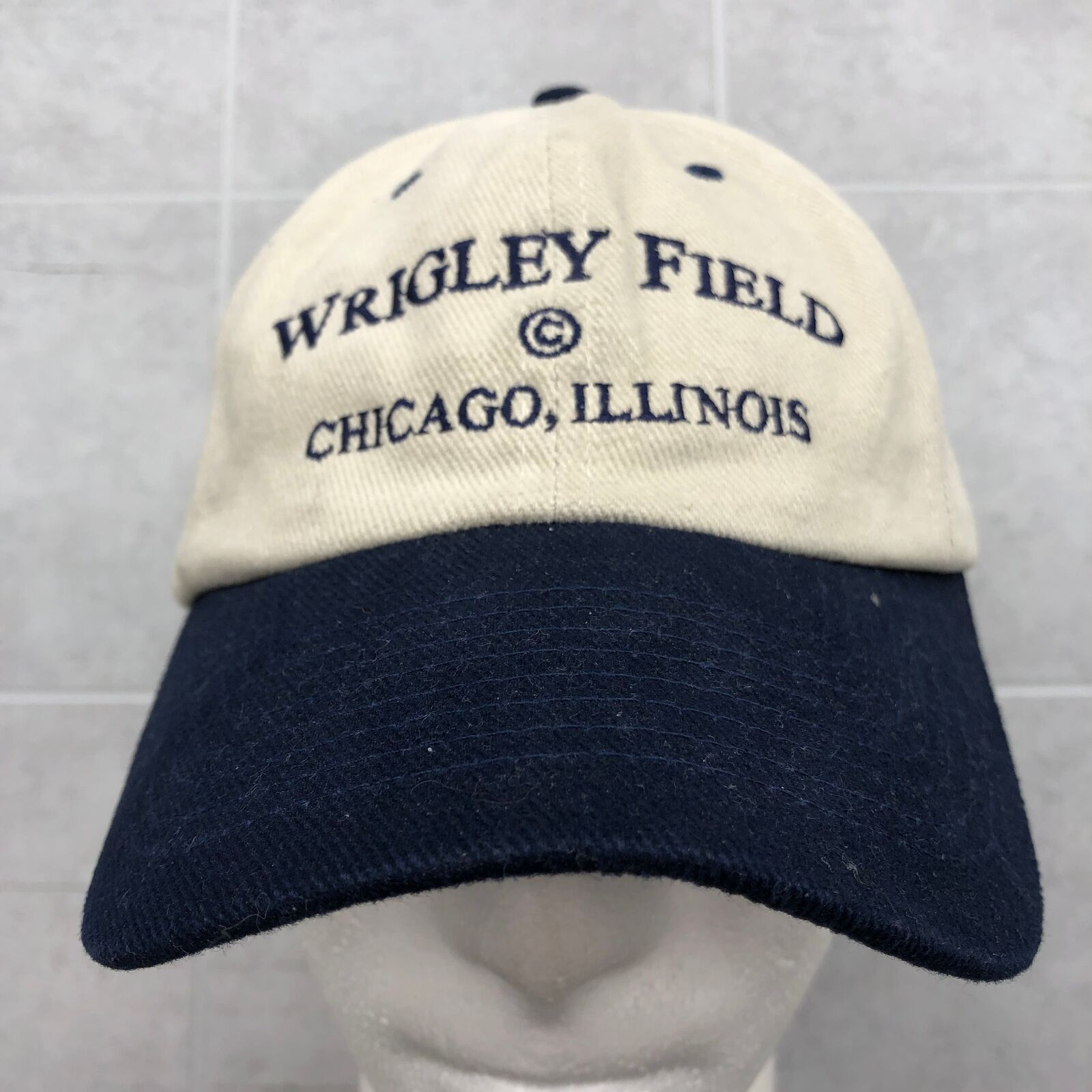 Vintage Nissun Beige Wrigley Field Chicago, Illinois Soft Twill Strapbcak Hat Ad