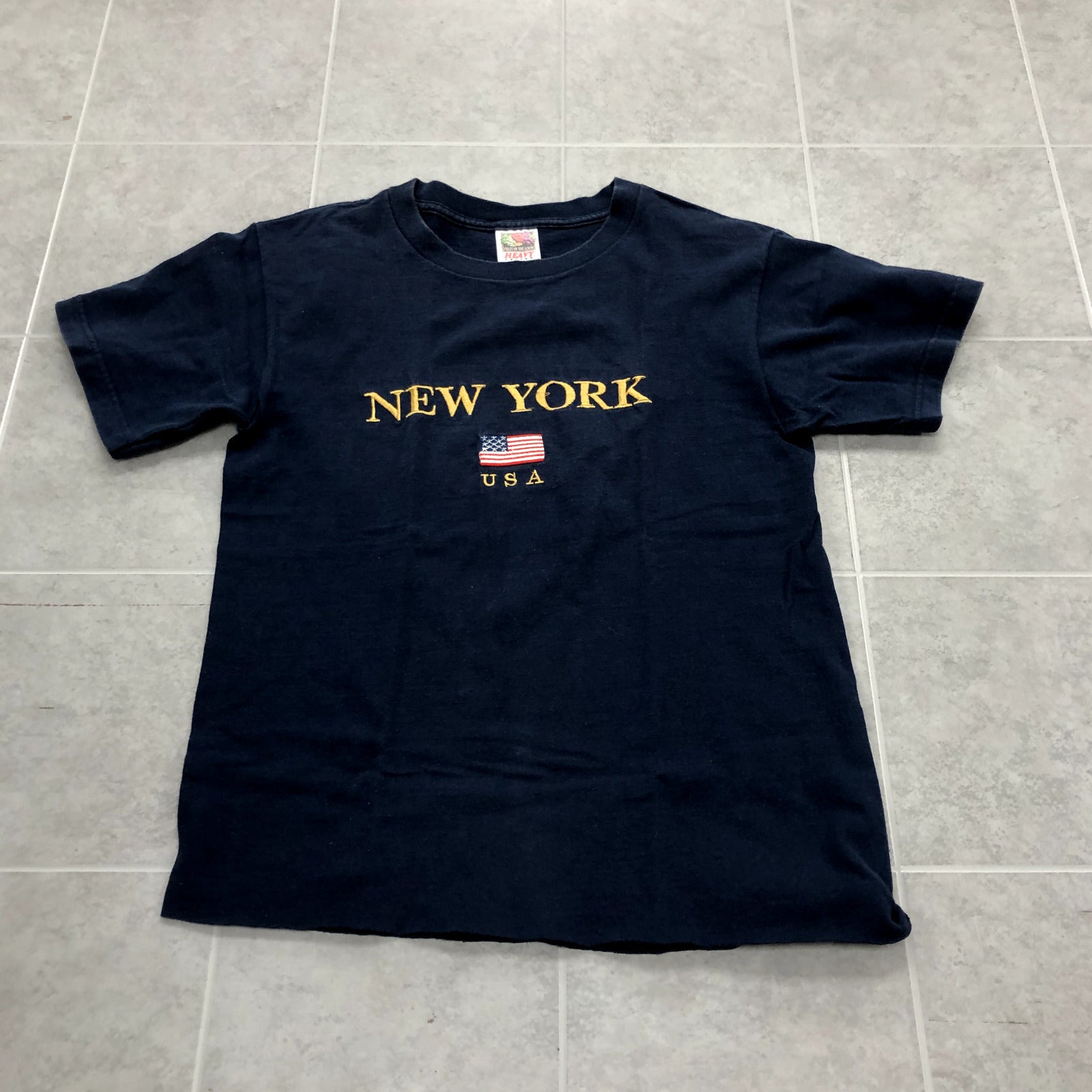 Vintage FOTL Navy Blue Short Sleeve Crew Graphic NEW YORK T-shirt Adult Size S