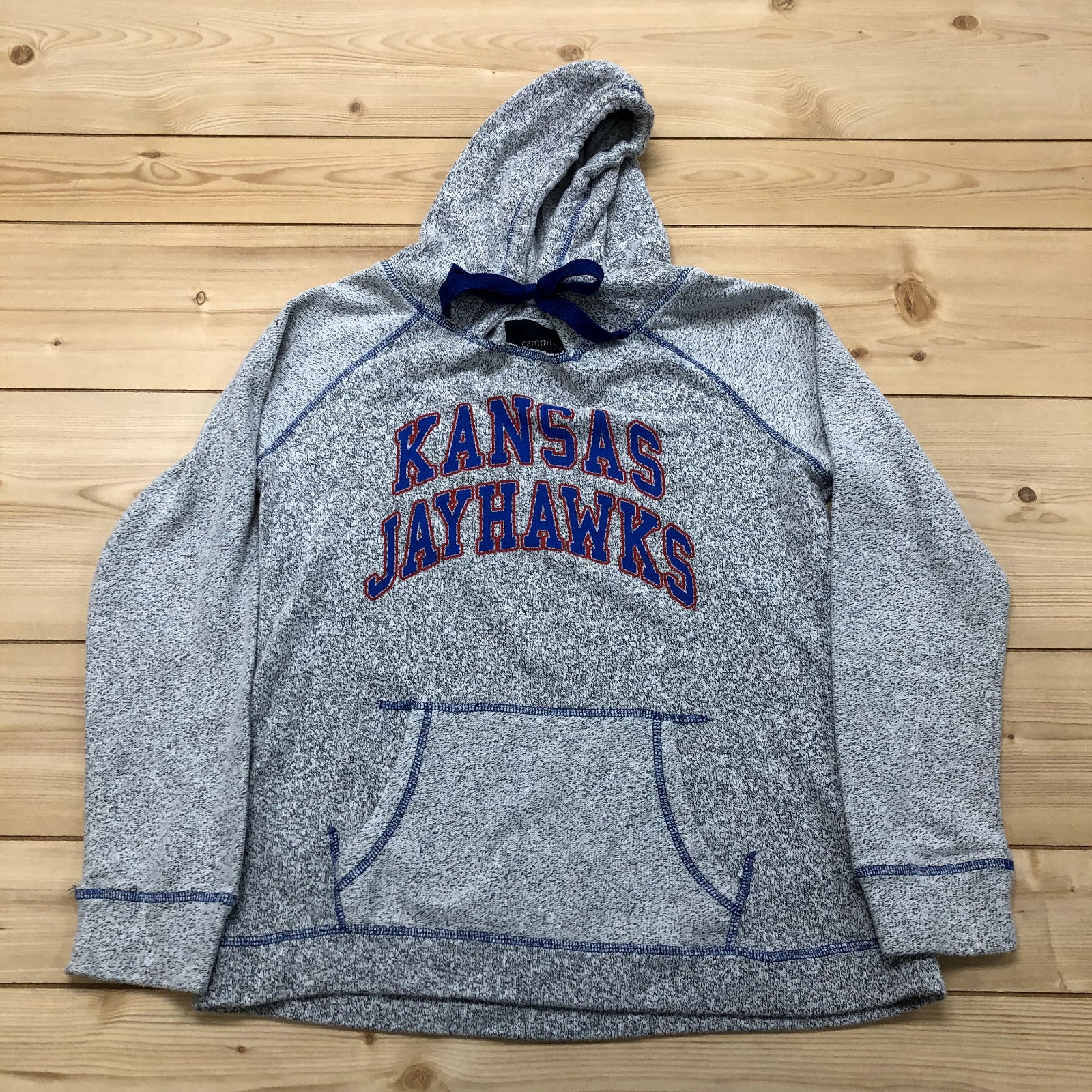 Camp David Grey Kansas Jayhawks NCAA Long Sleeve Pullover Hoodie Adult Size L