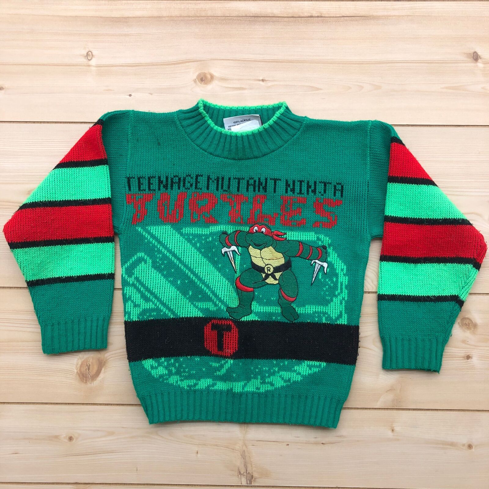 Vintage Mickey's Clan Green Teenage Mutant Ninja Turtles Youth Sweater