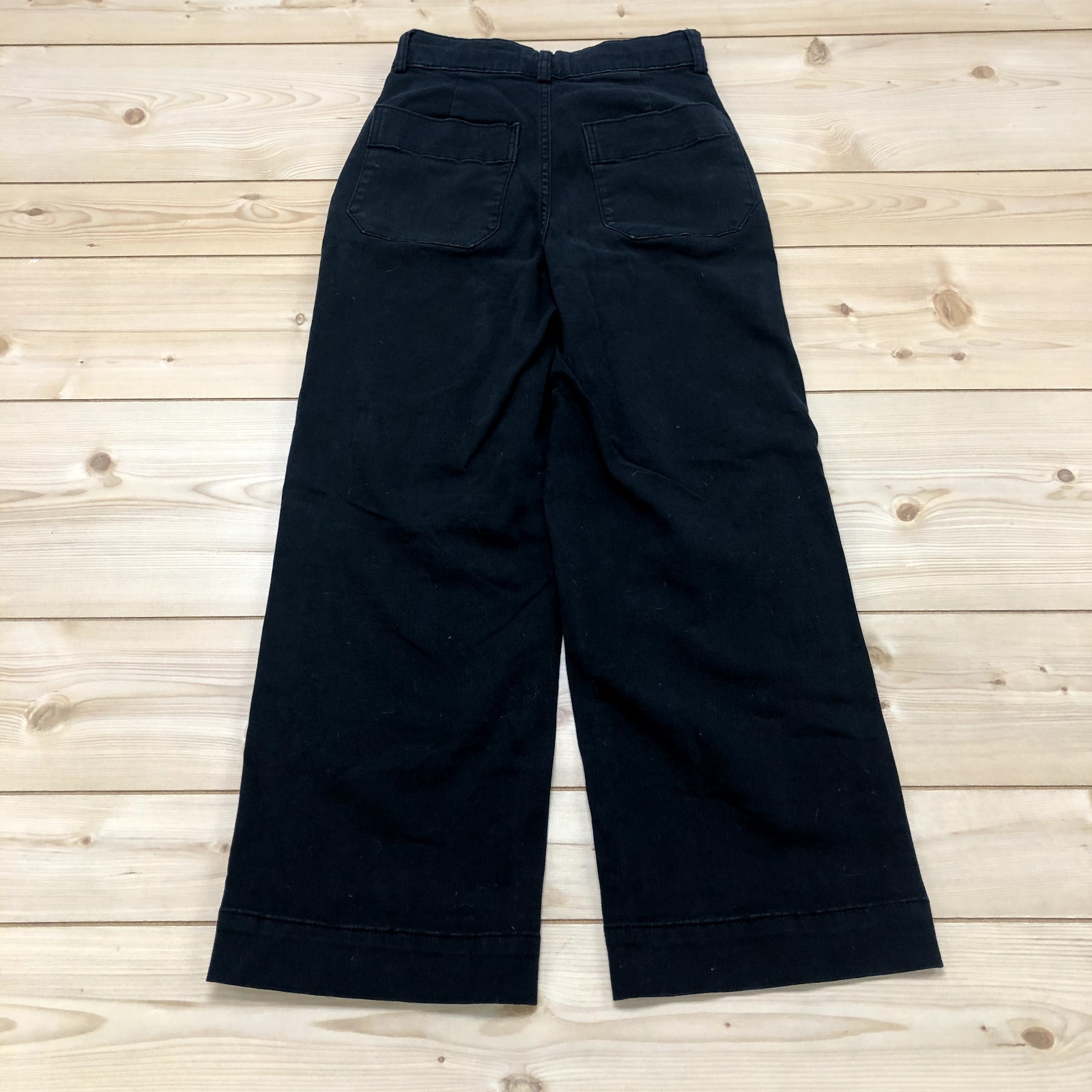 Everlane Black Organic Cotton Flat Slash Pockets Wide Leg Jeans Womens Size 2